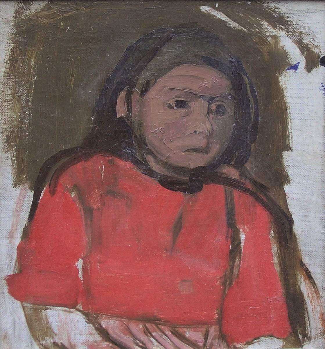 Joan Eardley (1921-1963) Girl in a Red Jumper n.d. Oil on canvas 33 x 30.5 cm Cyril Gerber Fine Art, Glasgow To see and discover more about this artist click here