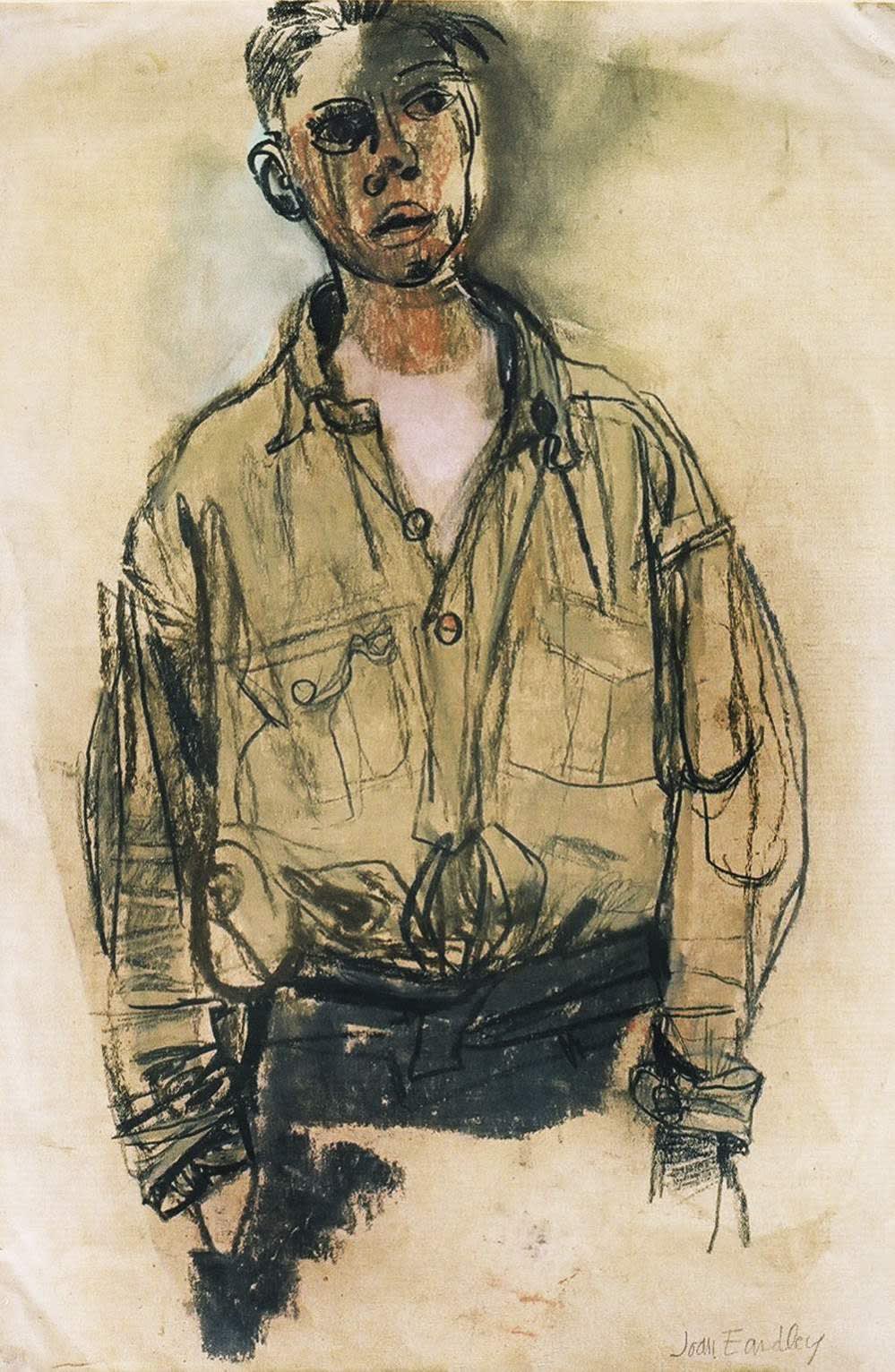 Joan Eardley (1921-1963) The Khaki Shirt n.d. Pastel on paper 28.5 x 19.5 cm Gracefield Arts Centre, Dumfries To see and discover more about this artist click here