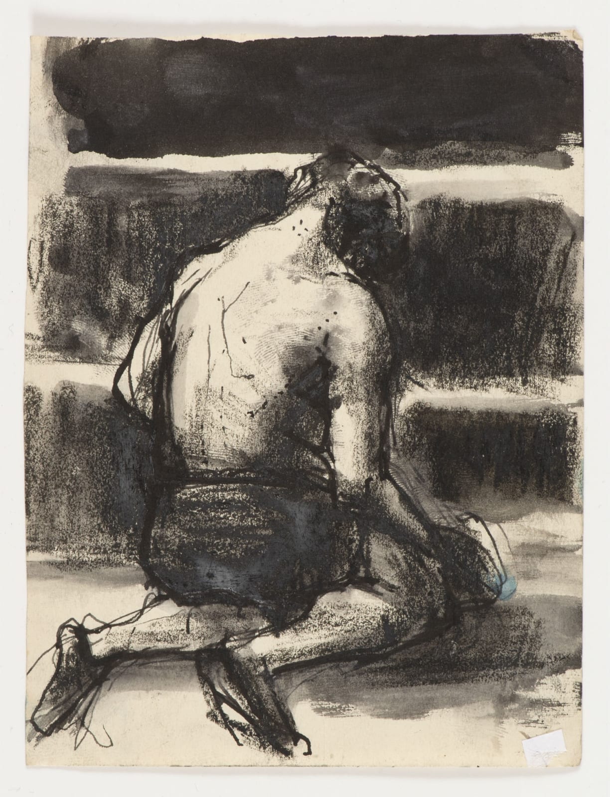 Eva Frankfurther (1930-1959) Boxer (Series of 8 Sketches from 'Whitechapel Diary') c.1951-56 Pen and ink and wash and charcoal on paper 13 x 19.8 cm Private Collection To see and discover more about this artist click here