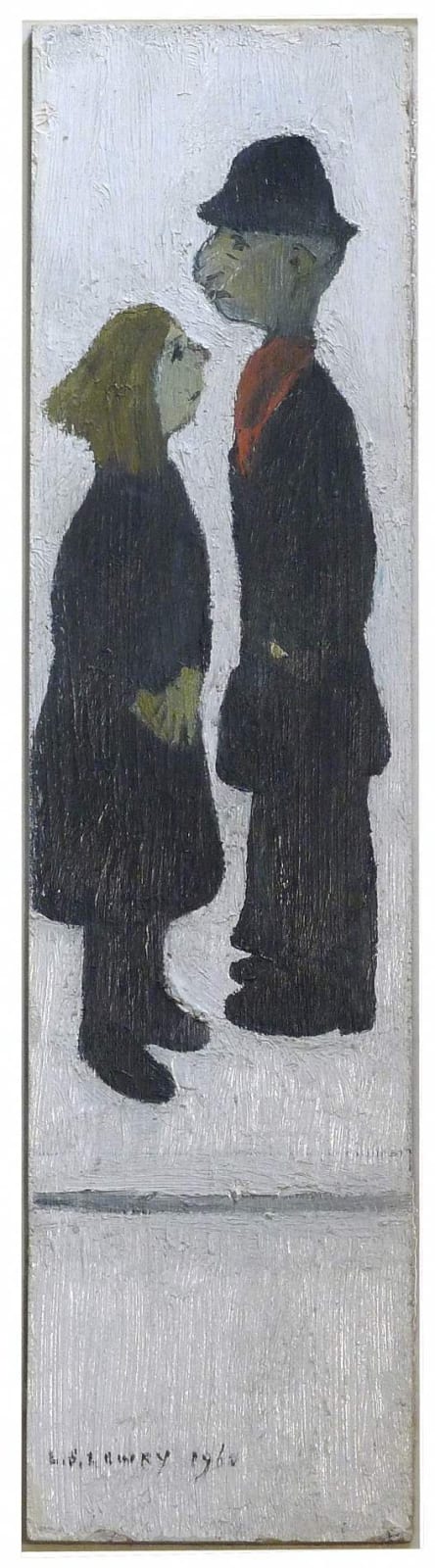 L. S. Lowry (1887-1976) The Assignation 1960 Oil on board 40 x 9.84 cm Mason Owen Collection To see and discover more about this artist click here