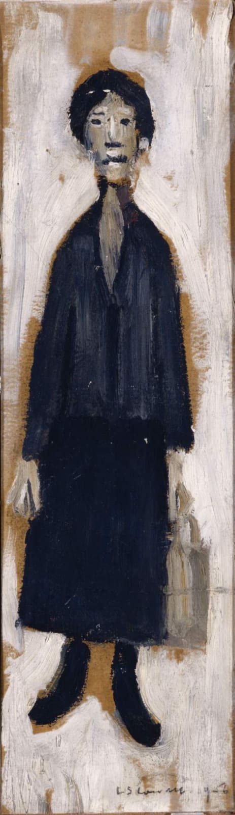 L.S. Lowry (1887-1976) Woman with a Shopping Bag 1956 Oil on board 40 x 12.1 cm Royal Academy of Arts, London To see and discover more about this artist click here