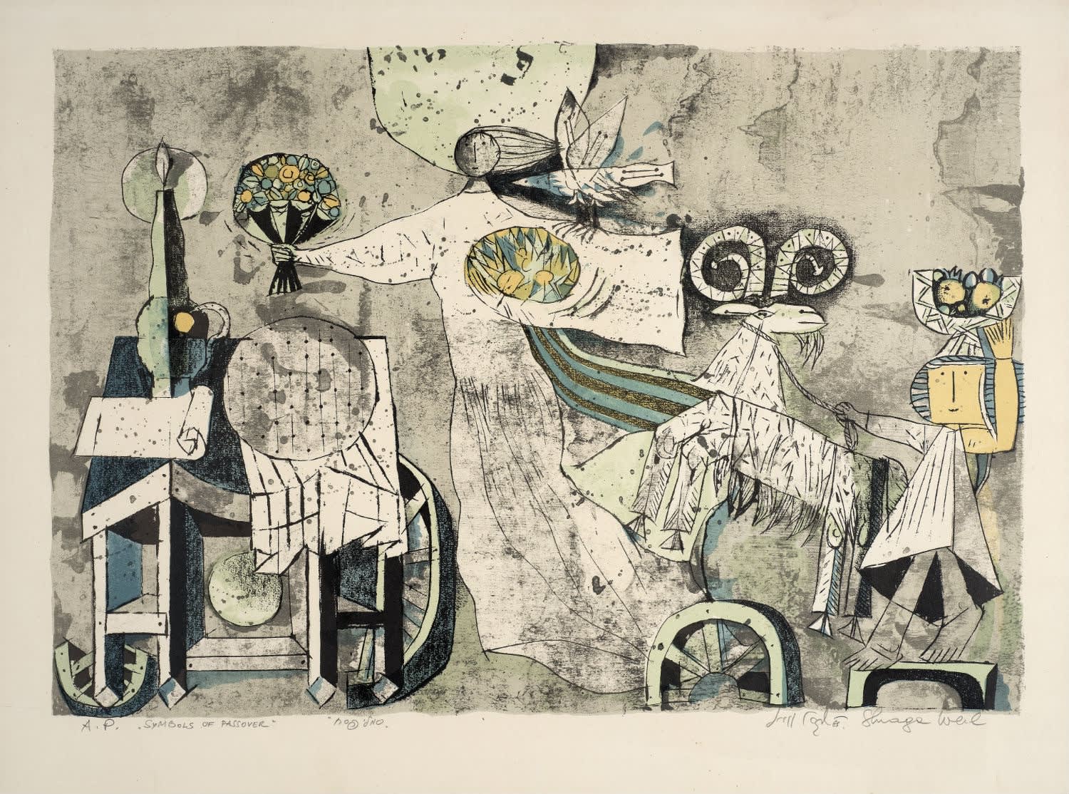 Shraga Weil (1918-2009) Symbols of Passover n.d. Lithography 46.5 x 61 cm cm Ben Uri Collection