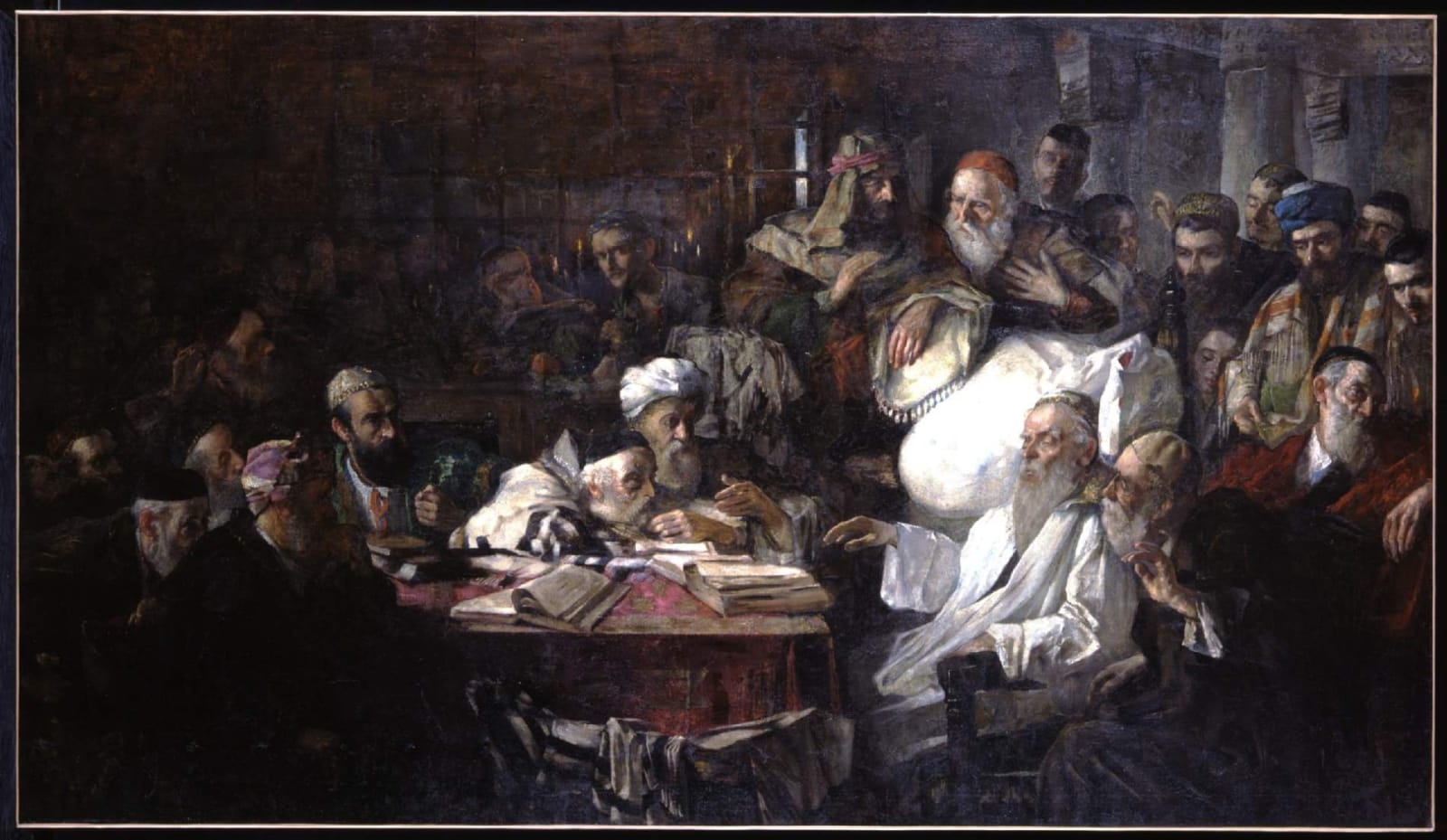 Alfred Wolmark (1877-1961) The Last Days of Rabbi Ben Ezra 1905 Oil on canvas 189.6 x 322 cm Ben Uri Collection © Alfred Wolmark estate To see and discover more about this artist click here