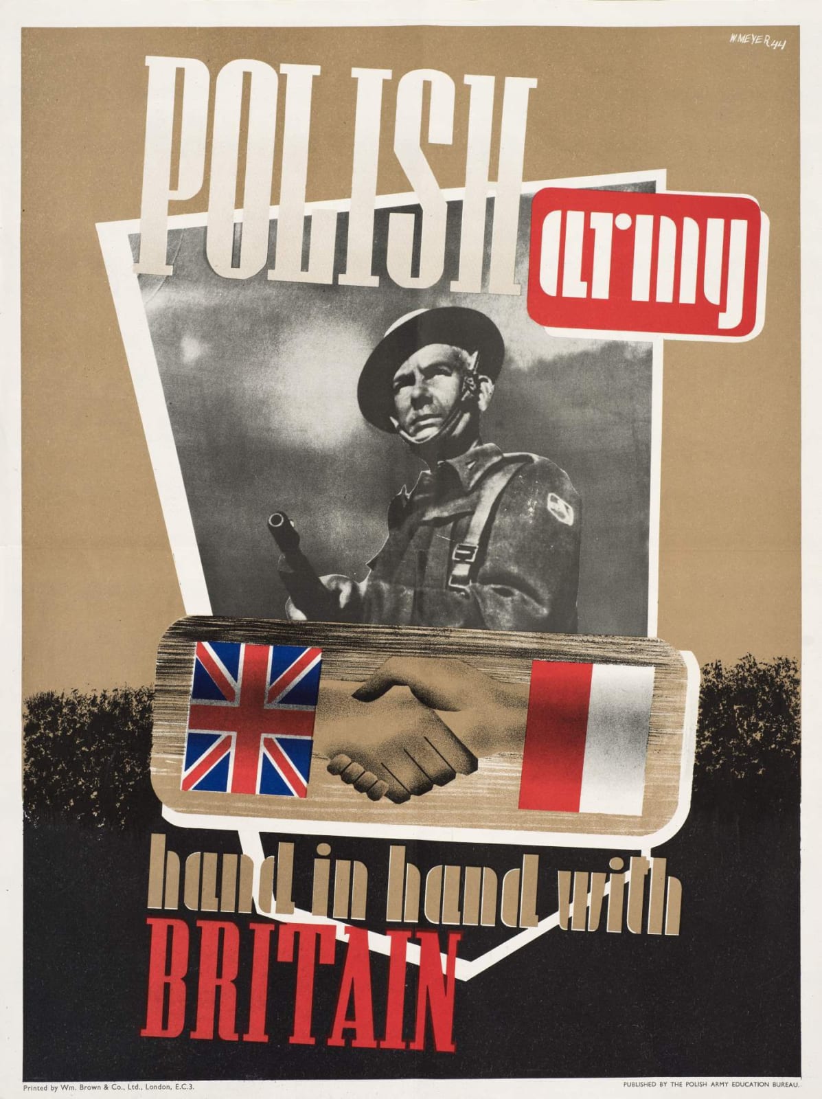 W. Meyer Polish Army hand in hand with Britain 1944 Poster (facsimile) 51 x 38 cm Polish Library, POSK