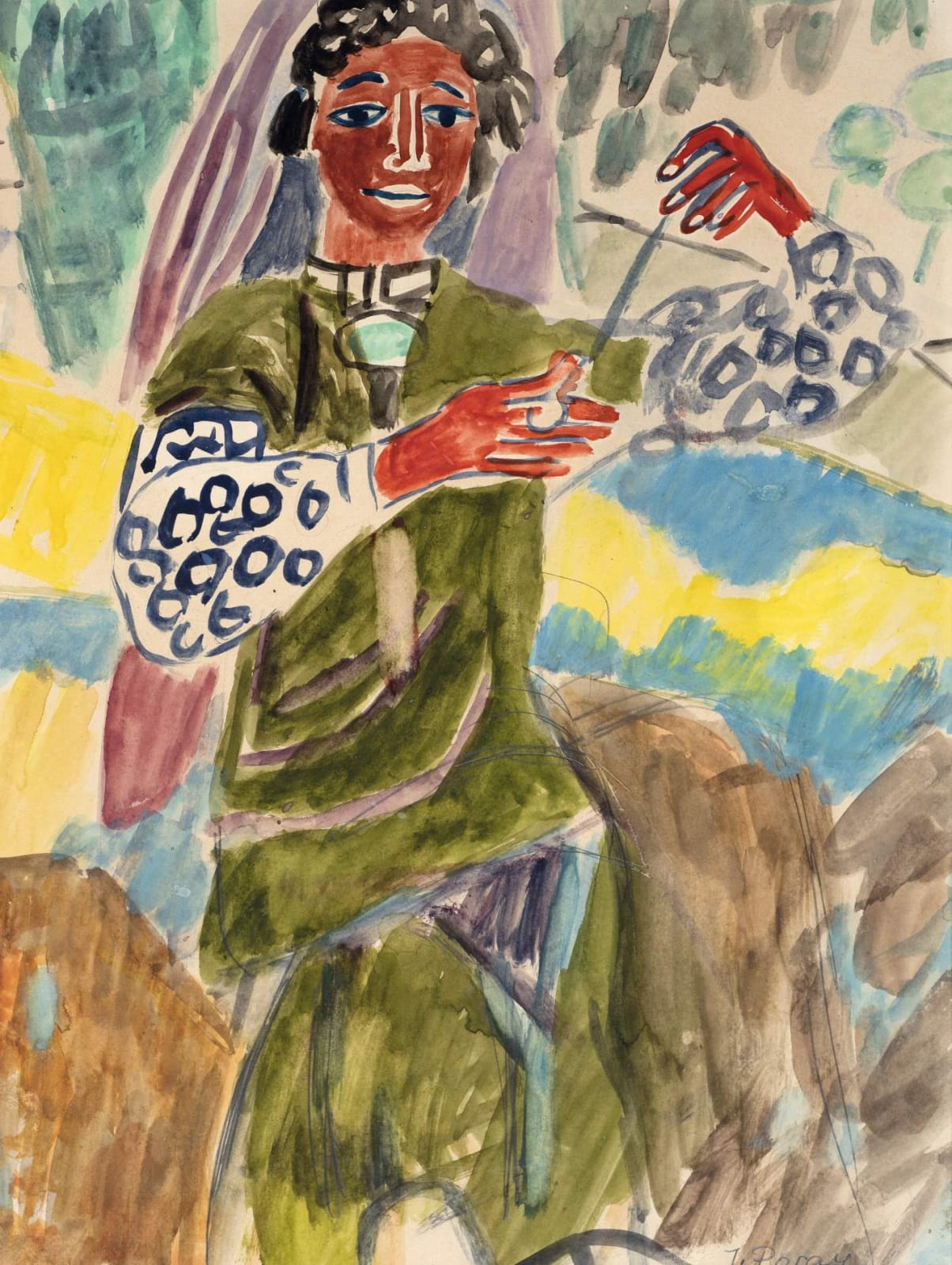 Janina Bogucka-Wolff (1908-1960s) Verso Gipsy n.d. Watercolour on paper 32.5 x 25.5 cm Loaned to Ben Uri from the Artist