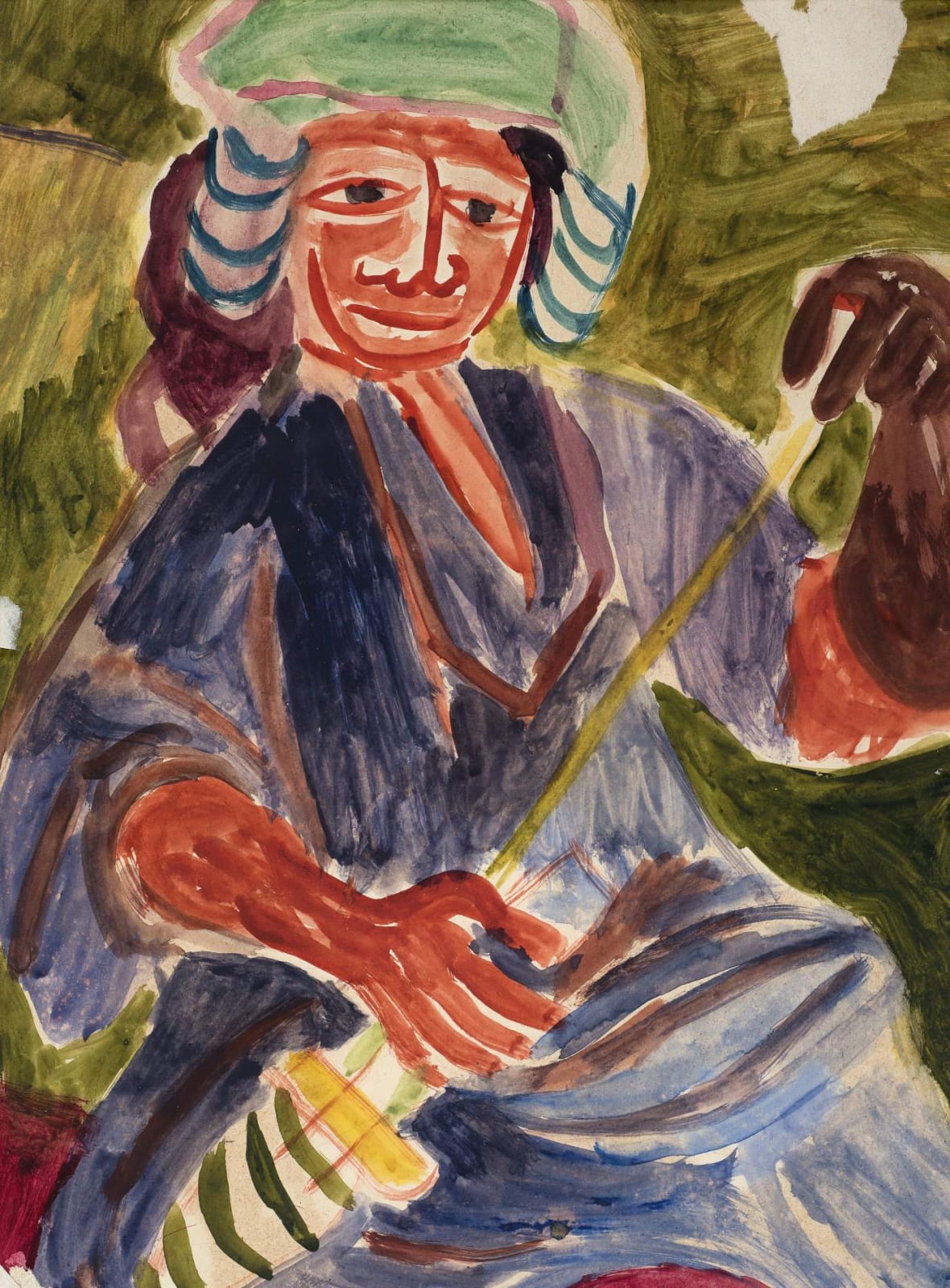 Janina Bogucka-Wolff (1908-1960s) Portrait of a Woman verso Gipsy n.d. Watercolour on paper 32.5 x 25.5 cm POSK Art Collection, London