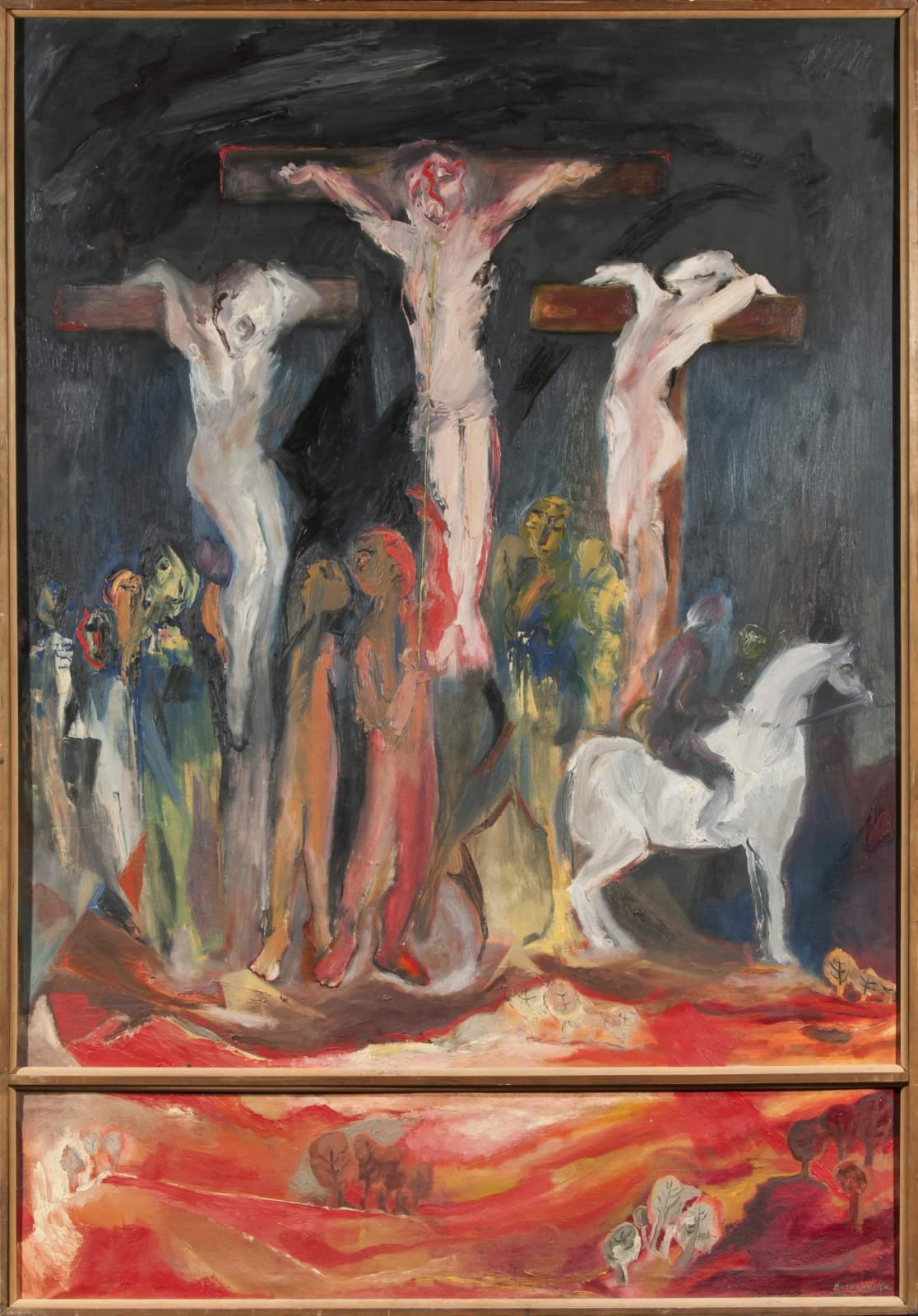 Janina Baranowska (1925-) Crucifixion n.d. Oil on canvas 122 x 91.5 cm Collection of Matthew Bateson To see and discover more about this artist click here