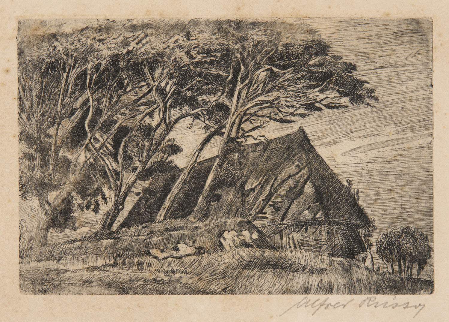 Alfred Russo (1868-1959) Country Barn n.d. Etching on paper 10 x 15 cm Ben Uri Collection © Alfred Russo estate To see and discover more about this artist click here