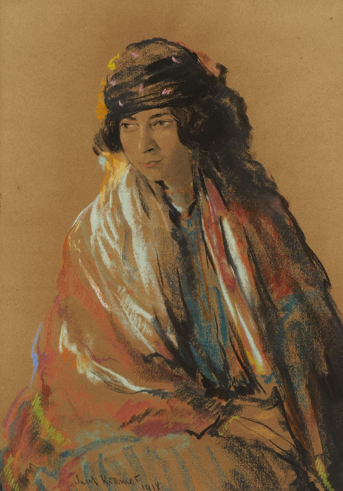 Jacob Kramer (1892-1962) Portrait of a Gypsy c.1917 Pastel and chalk on paper 44 x 31 cm Ben Uri Collection © The William Roberts Society, London