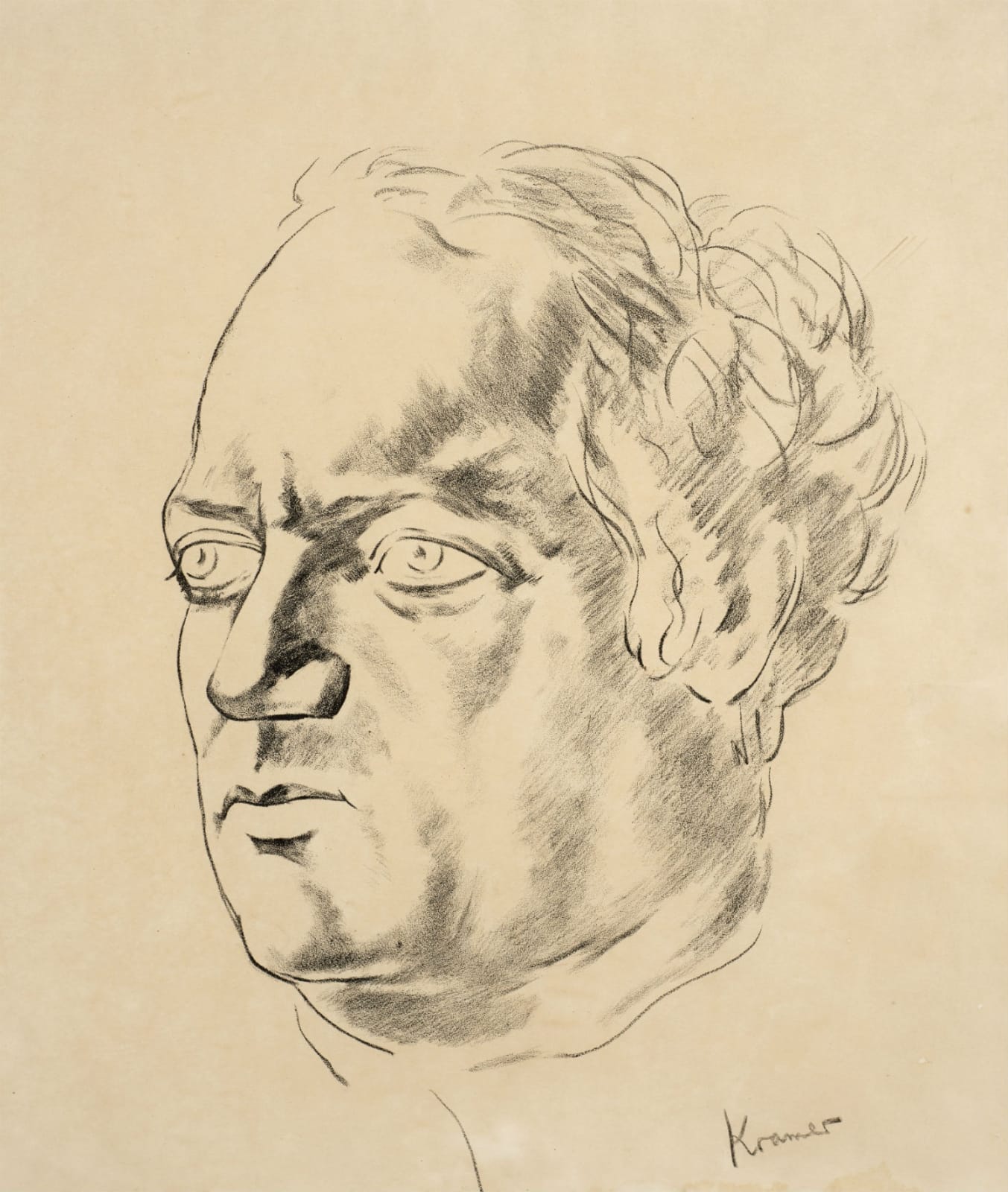 Jacob Kramer (1892-1962) Portrait of Jacob Epstein 1930 Lithograph 56 x 40 cm Ben Uri Collection © The William Roberts Society, London