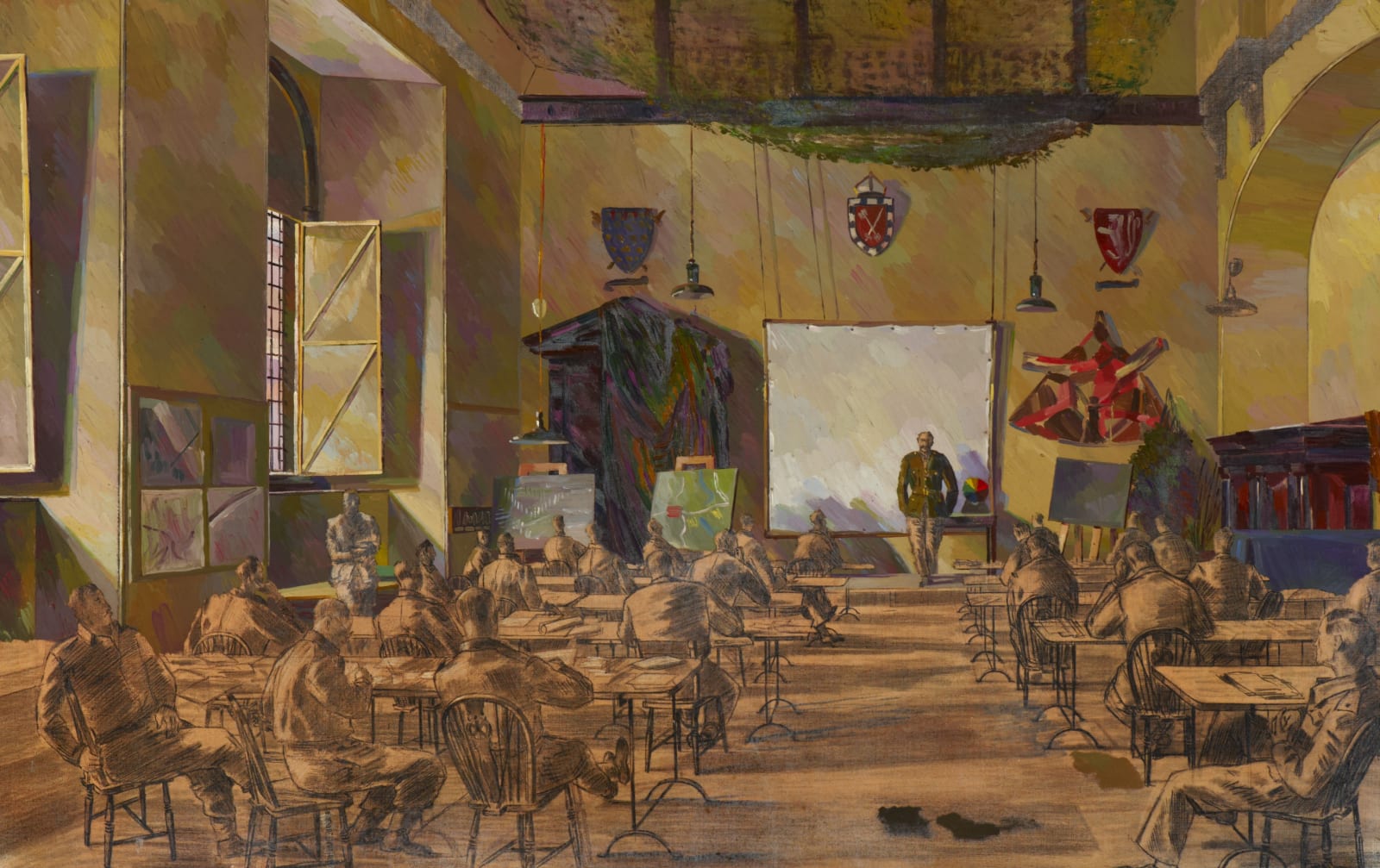 Barnett Freedman (1901-1958) D-Day Preparations (Briefings) 1944 Oil on canvas 59 x 90 cm Ben Uri Collection © Barnett Freedman estate To see and discover more about this artist click here