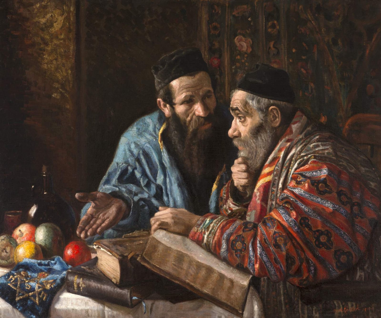 Mark Gertler (1891-1939) Talmudic Discussion 1911 Oil on canvas 76.5 x 92.5 cm On loan to Ben Uri Collection To see and discover more about this artist click here