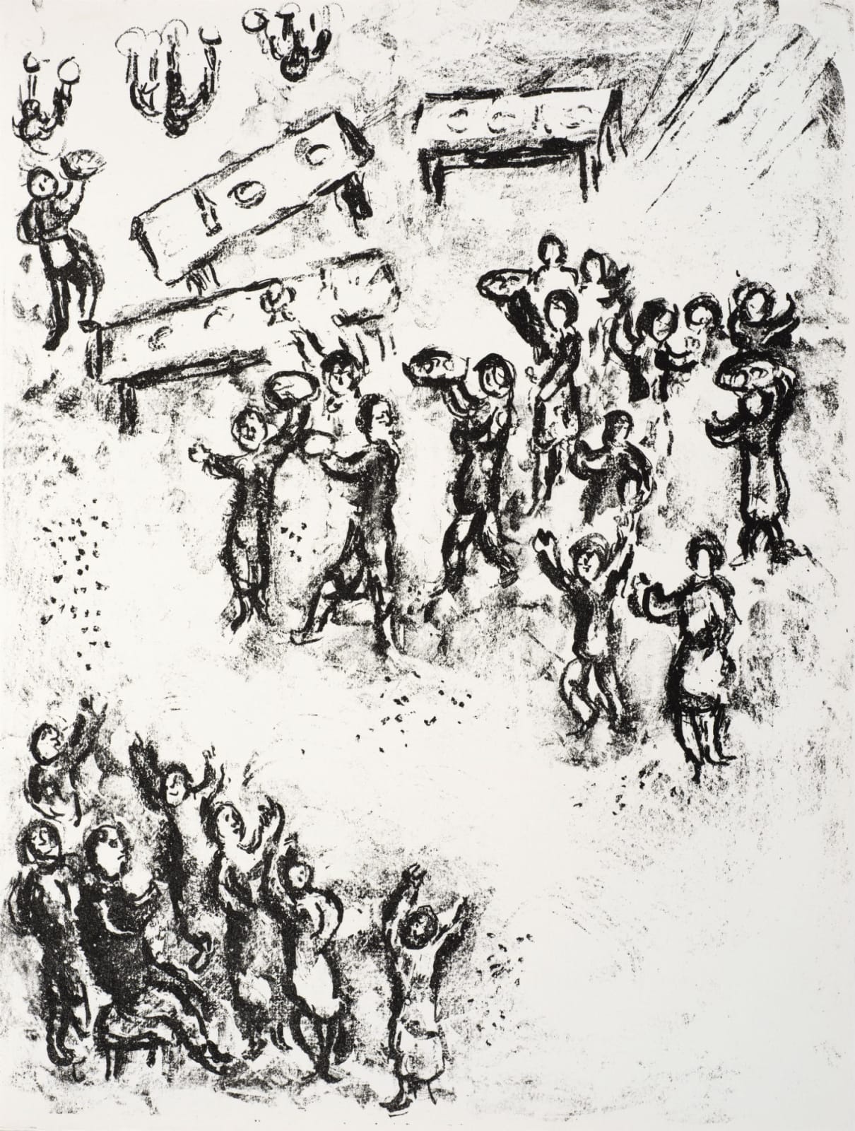 Marc Chagall (1887-1985) The Spirits bring in the Banquet for the exiled Courtiers (Series: Shakespeare The Tempest) 1975 Lithograph 42.5 x 32.5 cm Ben Uri Collection © Marc Chagall estate To see and discover more about this artist click here