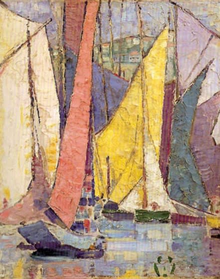 Alfred Wolmark (1877-1961) Boats, Concarneau c.1911 Oil on canvas 43.7 x 36.3 cm Private Collection © Alfred Wolmark estate To see and discover more about this artist click here