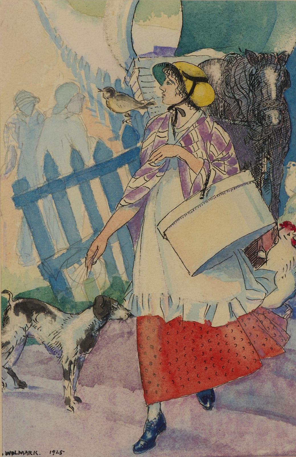 Alfred Wolmark (1877-1961) Jinny the Carrier (Vol. 10 from Fourteen Illustrations to the works of Israel Zangwill) 1925 Watercolour, pen and ink on paper 20 x 13.5 cm Ben Uri Collection © Alfred Wolmark estate To see and discover more about this artist click here