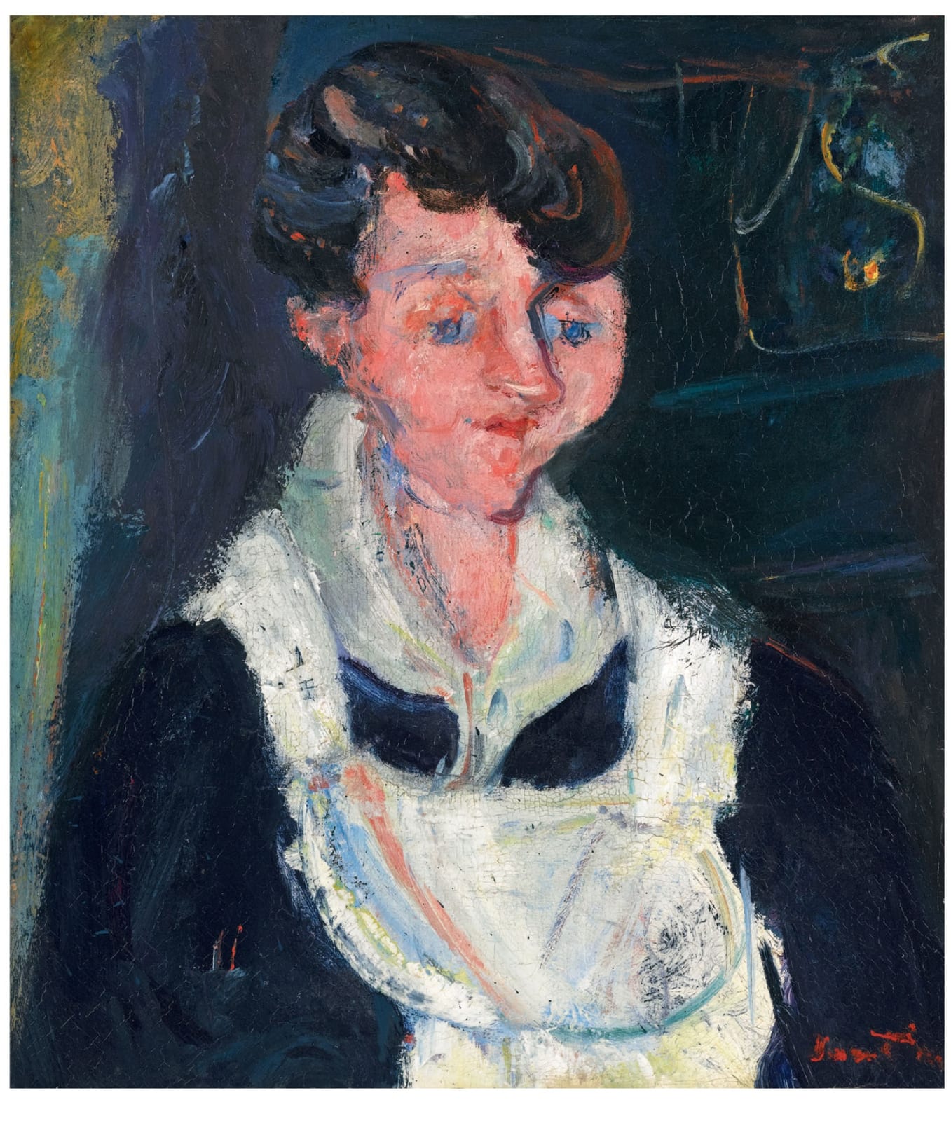 Хаим Сутин(1893-1943) Jeune Servante (Ожидающая служанка, также известная как La Soubrette) ок. 1933 г. Масло на холсте 46,5 x 40,5 см Ben Uri Коллекция Чтобы увидеть и узнать больше об этом художнике, нажмите здесь.
