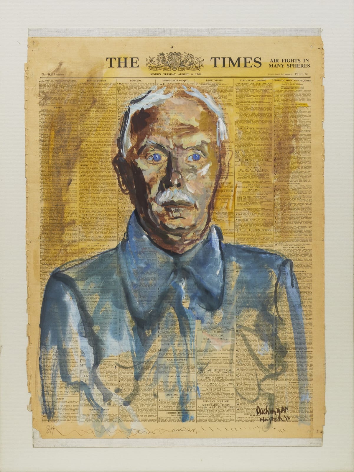 Hugo Dachinger (1908-1995) Portrait of a Man: Wilhelm Hollitscher (Huyton Internment Camp, Liverpool) 1940 Watercolour and gouache on newsprint 61.5 x 46 cm Ben Uri Collection © Hugo Dachinger estate To see and discover more about this artist click here