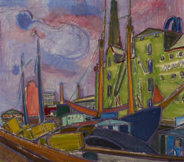 Martin Bloch (1883-1954) Svendborg Harbour, Denmark 1934 Oil on canvas 69 x 79 cm Ben Uri Collection © Martin Bloch Trust To see and discover more about this artist click here