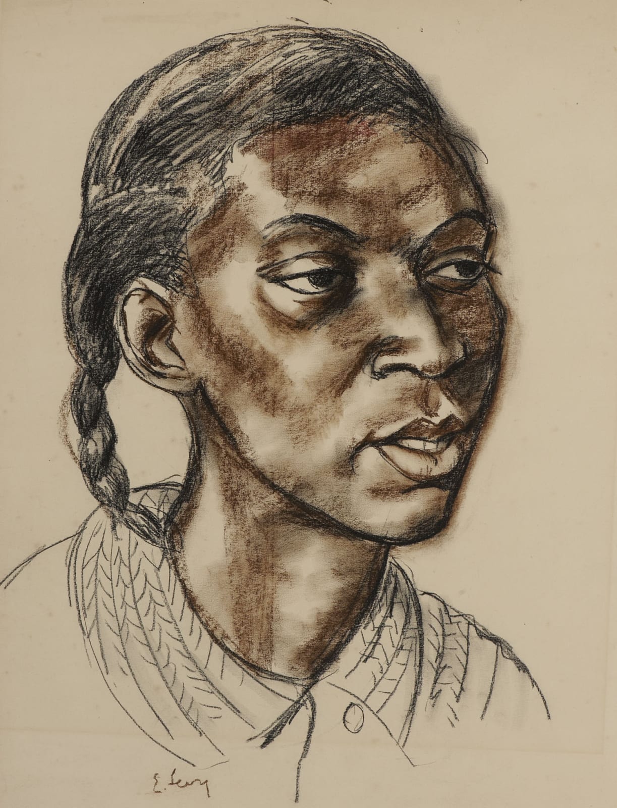 Emmanuel Levy (1900-1986) Jamaican Girl n.d. Charcoal and chalk on paper 62 x 48 cm Ben Uri Collection © Emmanuel Levy estate