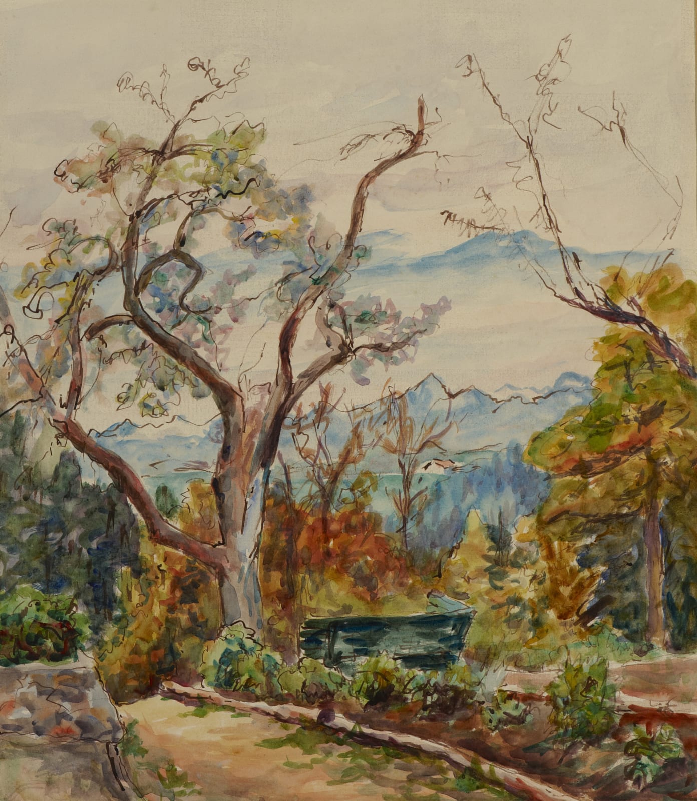 Franz Hecht (1877-1964) Mountain Landscape Watercolour on paper 60 x 53.5 cm Ben Uri Collection © Franz Hecht estate