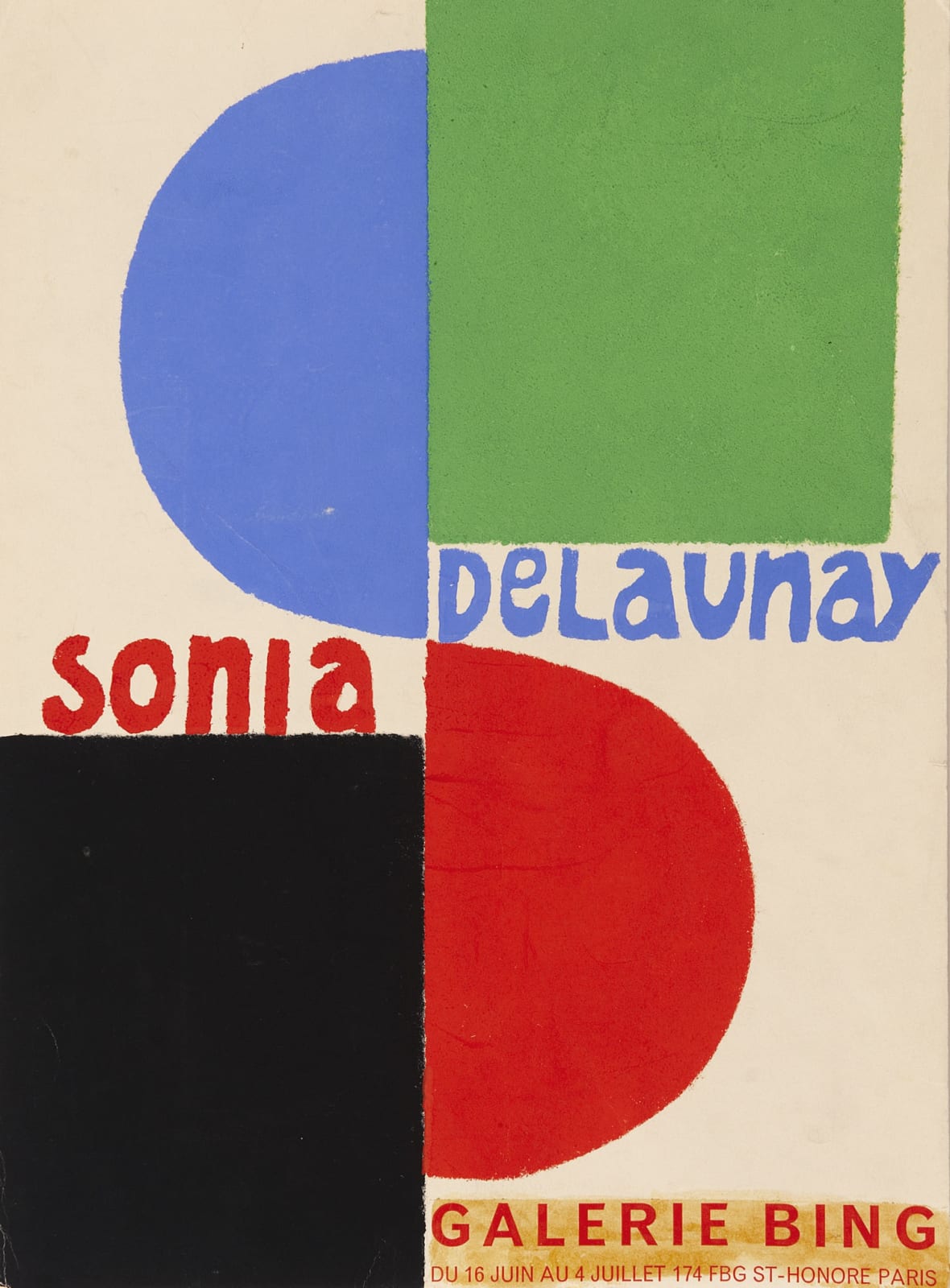 Sonia Delaunay (1885-1979) Poster for Galerie Bing, Paris 1964 Poster paint and adhesive lettering on paper 42 x 30.9 cm Ben Uri Collection © Sonia Delaunay estate To see and discover more about this artist click here