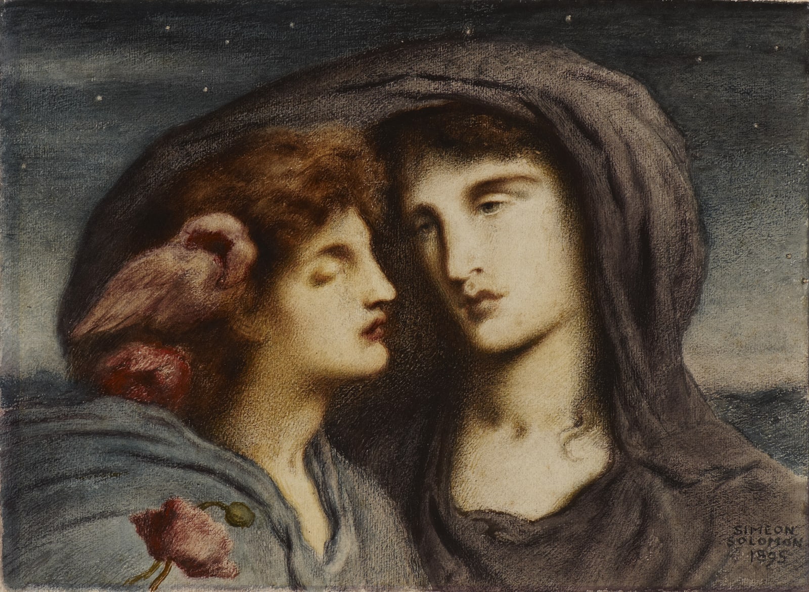 Simeon Solomon (1840-1905) Night Looking upon Sleep her Beloved Child (II) n.d. Watercolour and charcoal on paper 30 x 40.5 cm Ben Uri Collection To see and discover more about this artist click here