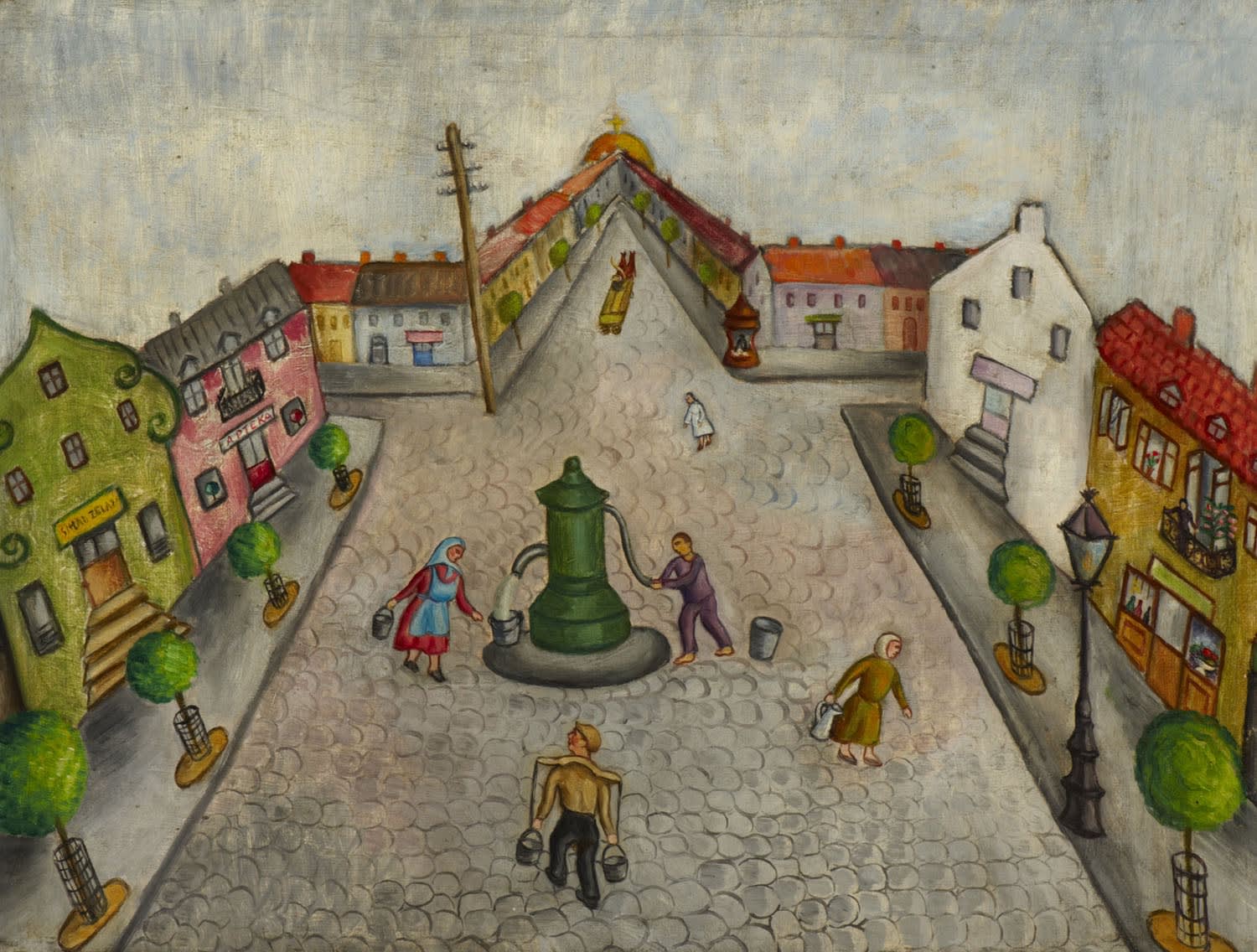 Chana Kowalska (1907-1942) Shtetl 1934 Oil on canvas 45 x 60 cm Ben Uri Collection To see and discover more about this artist click here