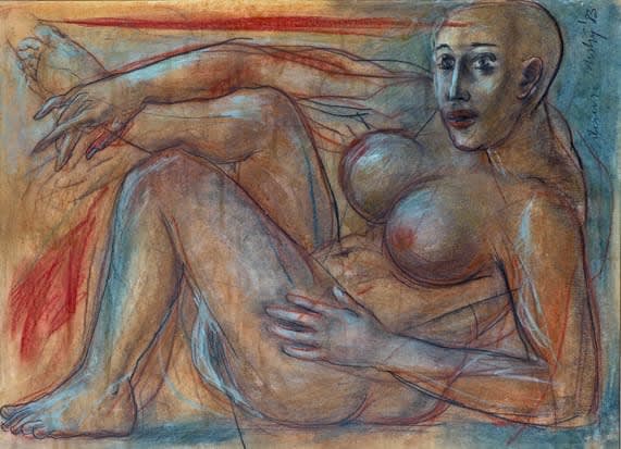 Dhruva Mistry (1957-) Untitled (Reclining Figure) 1983 Pastel on paper 55 x 75 cm Courtesy The Artist and Grosvenor Gallery © Dhruva Mistry