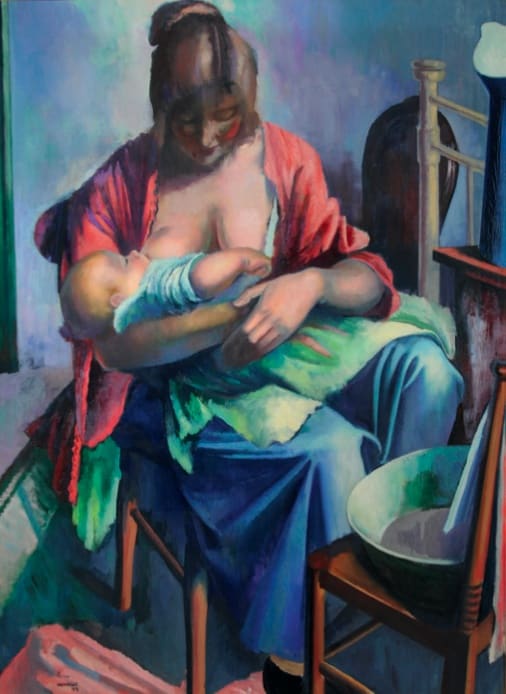 Bernard Meninsky (1891-1950) Mother and Child 1919 Oil on canvas 121.9 × 91.4 cm University of Leeds Art Collection © The Estate of Bernard Meninsky / Bridgeman Art Library To see and discover more about this artist click here