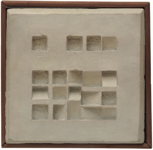 Mary Martin (1907-1969) Columbarium 1951 Painted plaster mounted on wood 23 × 23.5 × 5 cm Courtesy of Annely Juda Fine Art © The Estate of the Artist, courtesy Annely Juda Fine Art, London To see and discover more about this artist click here