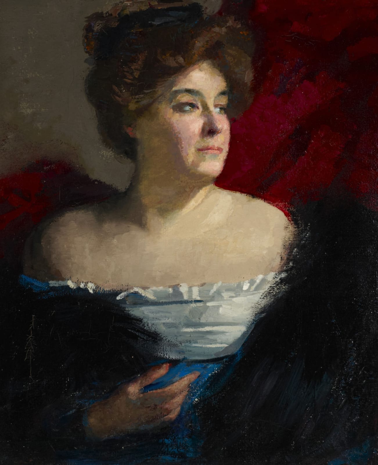 Alfred Wolmark (1877-1961) Portrait of Mrs Herbert Cohen n.d. Oil on canvas 75 x 62 cm Ben Uri Collection © Alfred Wolmark estate To see and discover more about this artist click here