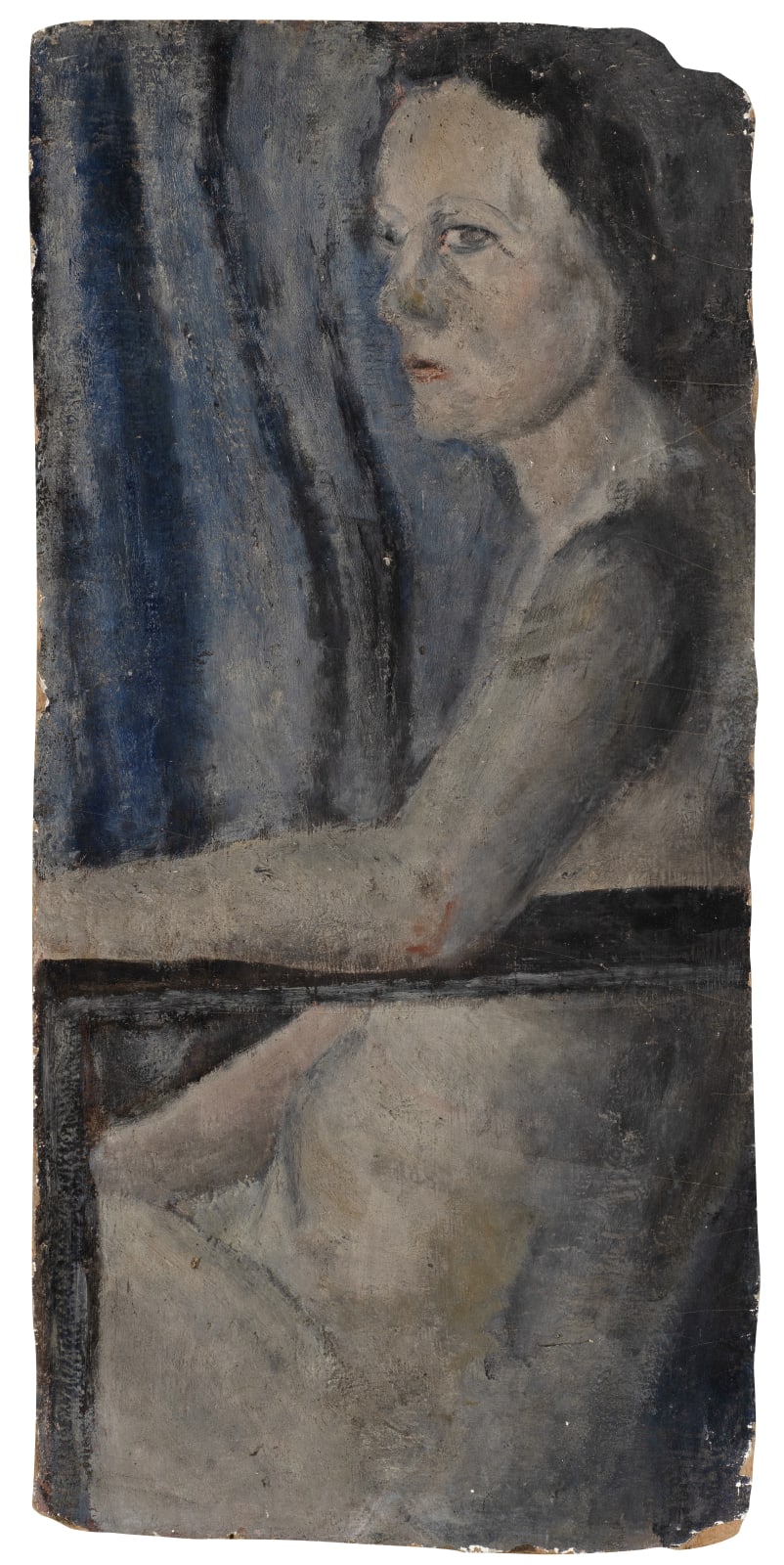 Seated Woman, c. 1945-47 Oil on board 91 x 43cm The Gustav Metzger Foundation