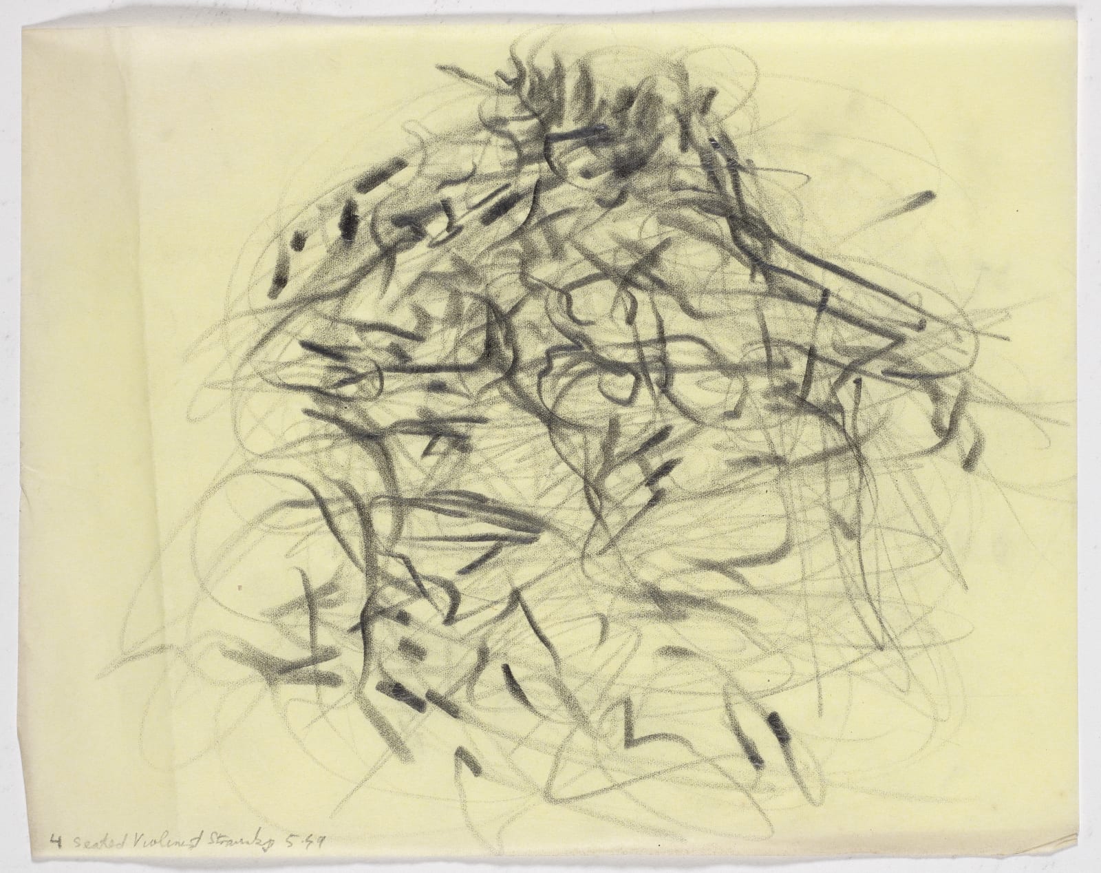 Four seated violinists, May 1949 Pencil on paper 21.4 x 27.2cm The Gustav Metzger Foundation