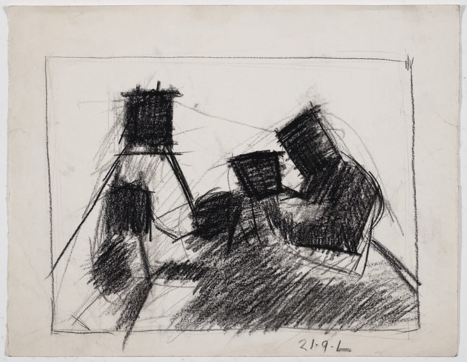Untitled, Family Group, 21.9.L (1950) Crayon on paper 22.5 x 28.5cm The Gustav Metzger Foundation