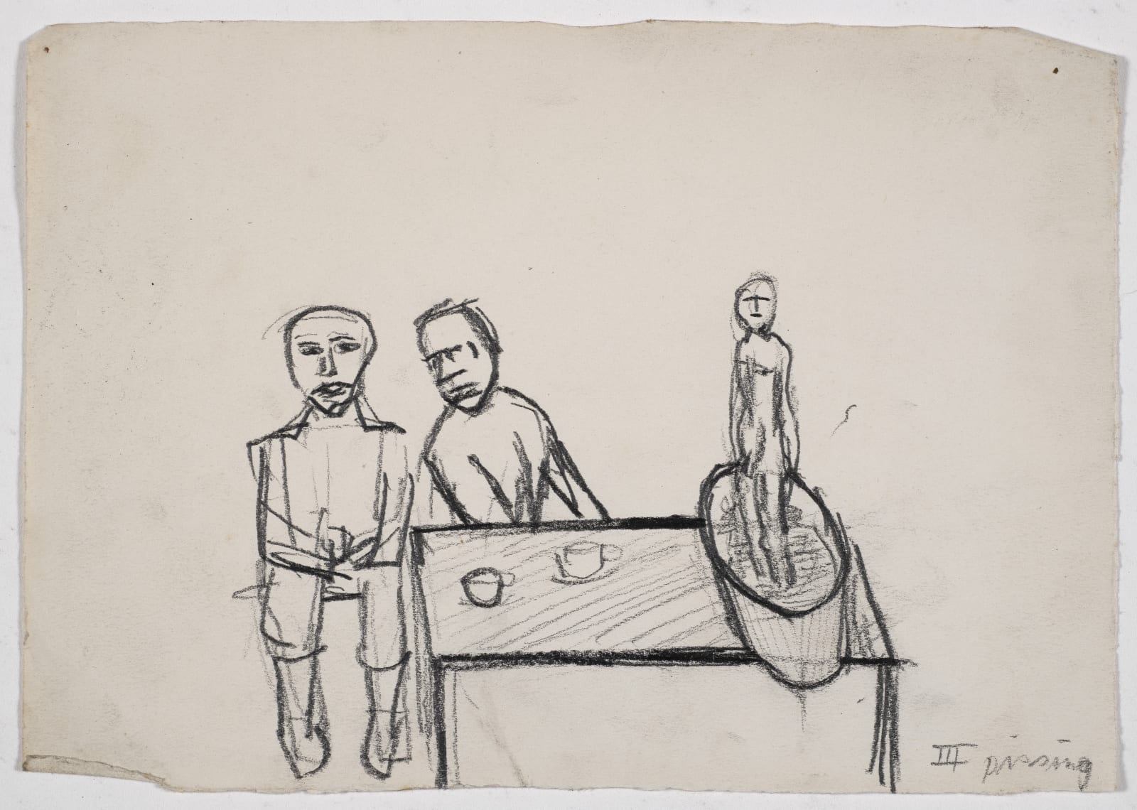 Untitled, Family Group, 1945-46 Pencil on paper 14 x 20cm The Gustav Metzger Foundation
