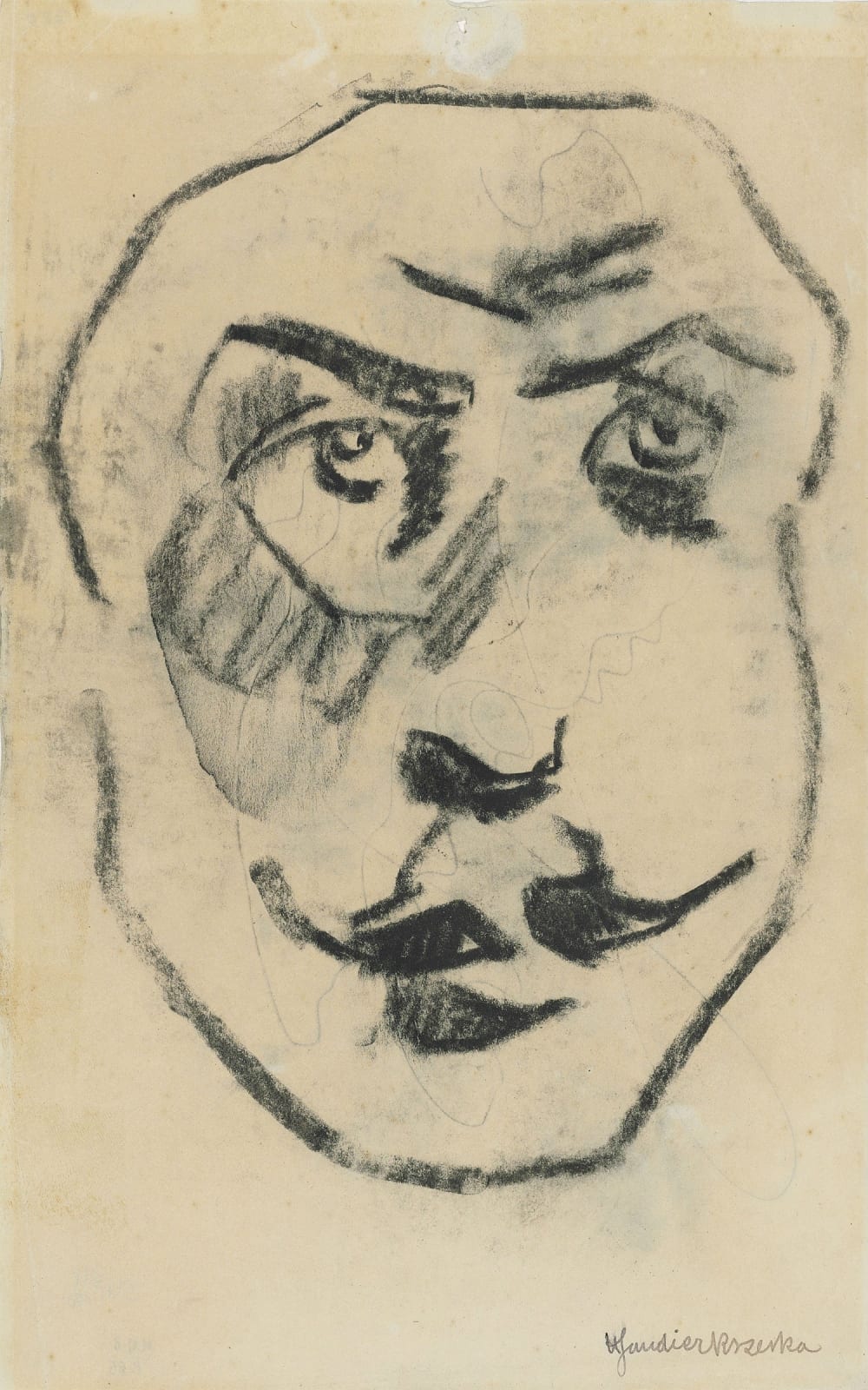 Henri Gaudier-Brzeska (1891-1915) Sculptural Head of Brodzky c. 1913 Black chalk on paper 32.5 x 20 cm Ben Uri Collection To see and discover more about this artist click here