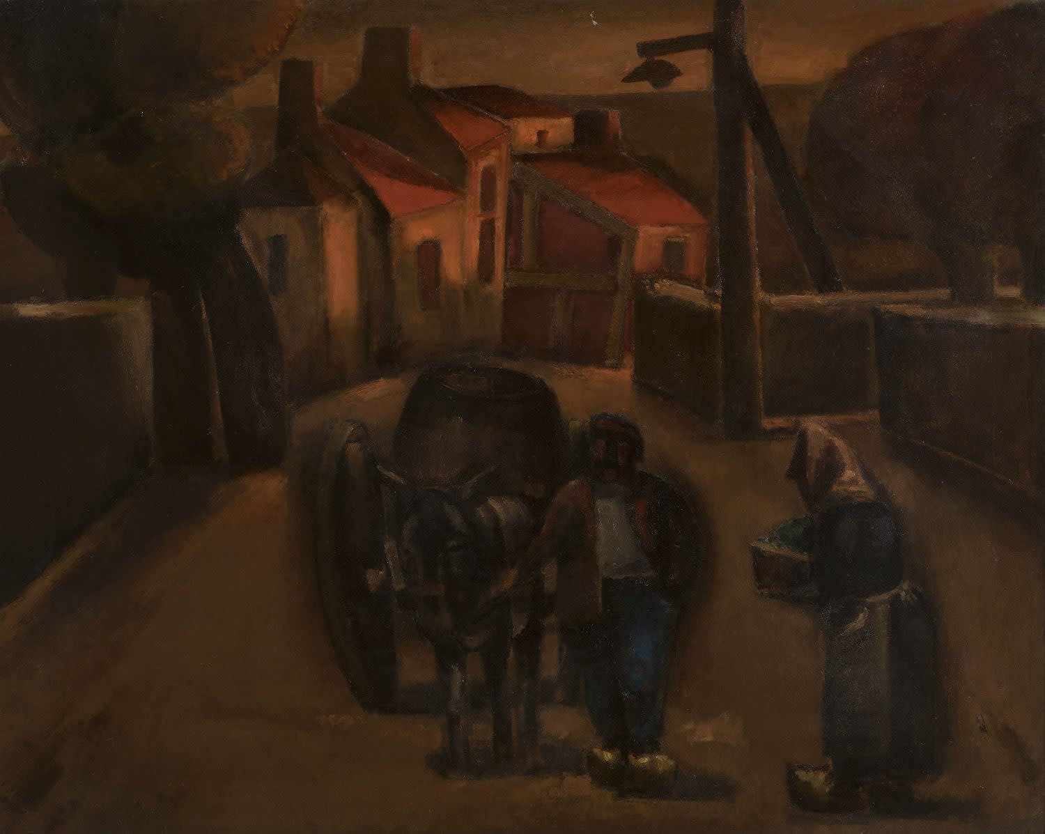 Josef Herman (1911-2000) The Road to la Rochepot 1952-53 Oil on canvas 87 x 107 cm Ben Uri Collection © Josef Herman estate Accepted by HM Government in Lieu of Inheritance Tax from the estate of Eleonore Marie Herman, 2017