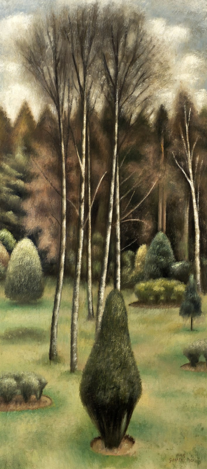 Mark Gertler (1891-1939) Trees at Sanatorium, Scotland 1921 Oil on canvas 111 x 49.5 cm Ben Uri Collection Luke Gertler Bequest, on loan with Art Fund support, 2019
