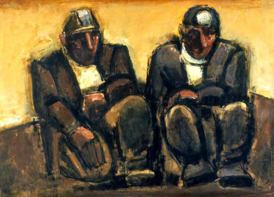 Josef Herman (1911-2000) Miners n.d. Oil on board 48.8 x 67.2 cm Southampton City Art Gallery To see and discover more about this artist click here