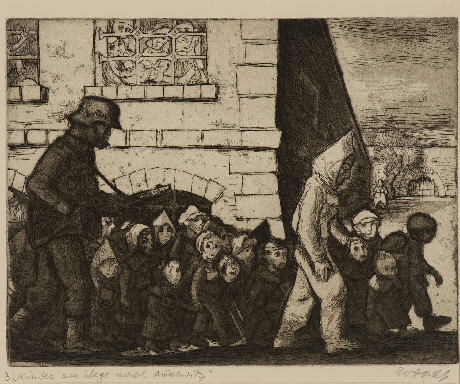 Leo Haas (1901-1983) Children on the way to Auschwitz 1945-66 Drypoint and aquatint on paper 24 x 30 cm Ben Uri Collection © Leo Haas estate To see and discover more about this artist click here