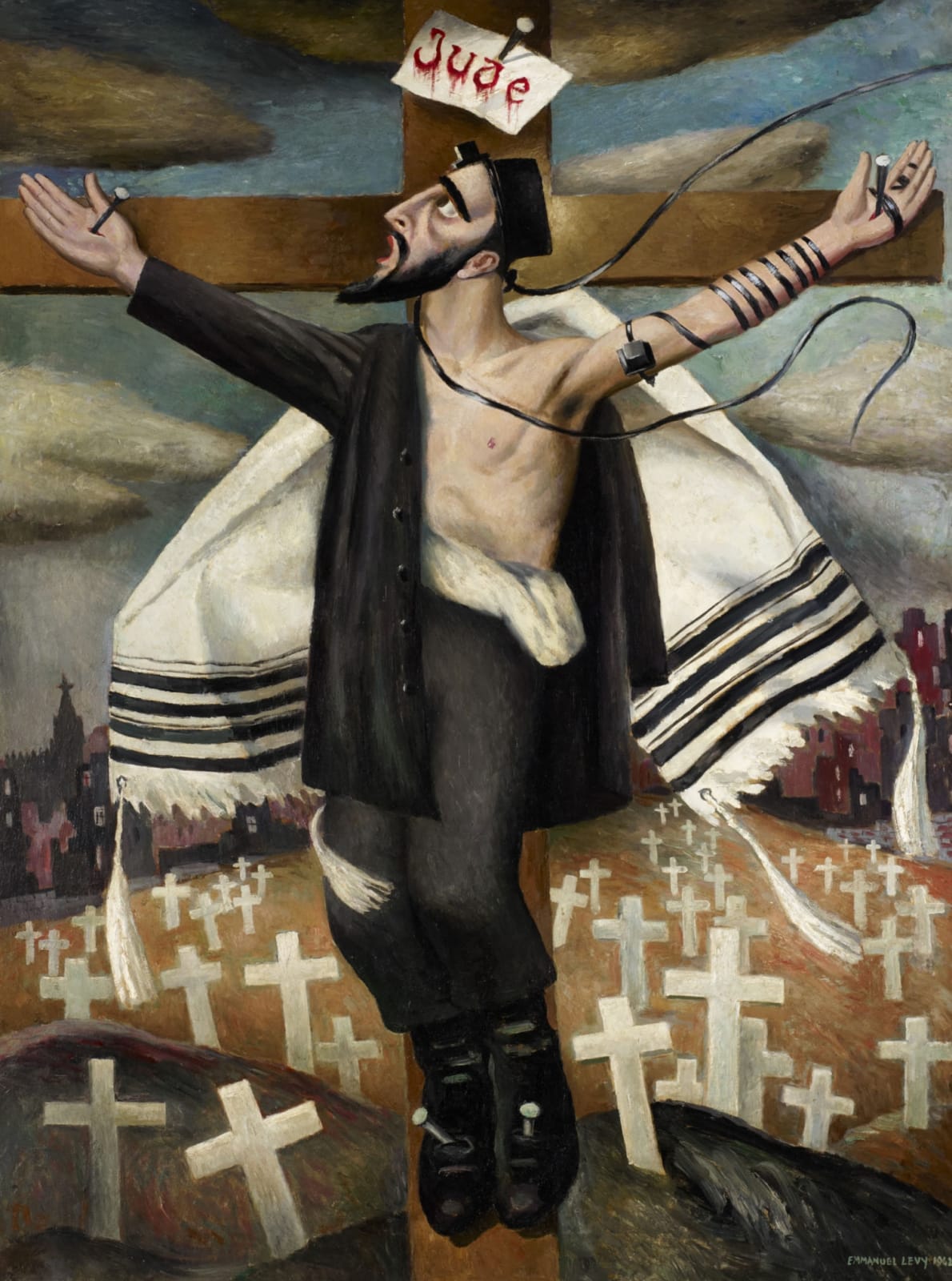 Emmanuel Levy (1900-1986) Crucifixion 1942 Oil on canvas 102 × 78 cm Ben Uri Collection © Emmanuel Levy estate To see and discover more about this artist click here