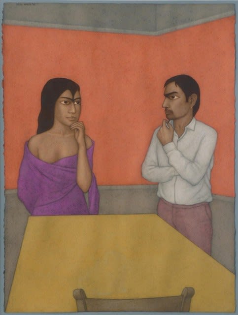 Shanti Panchal (c. 1950s-) The Date 2012 Watercolour on paper 77 × 58 cm Shanti Panchal Collection © Shanti Panchal To see and discover more about this artist click here