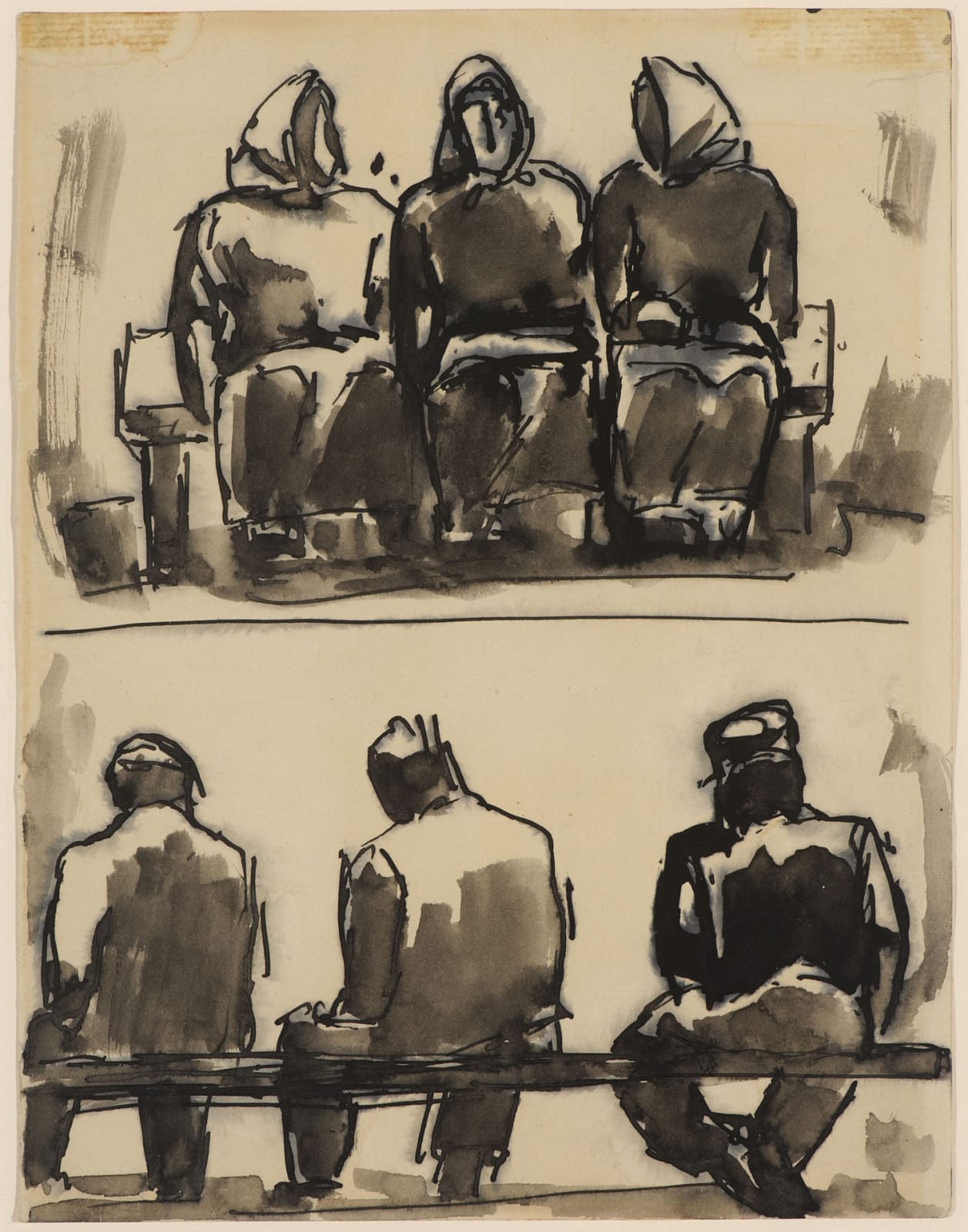 Josef Herman (1911-2000) Figure Studies n.d. Pen and ink and wash on paper 22.2 x 17.1 cm Ben Uri Collection © Josef Herman estate To see and discover more about this artist click here