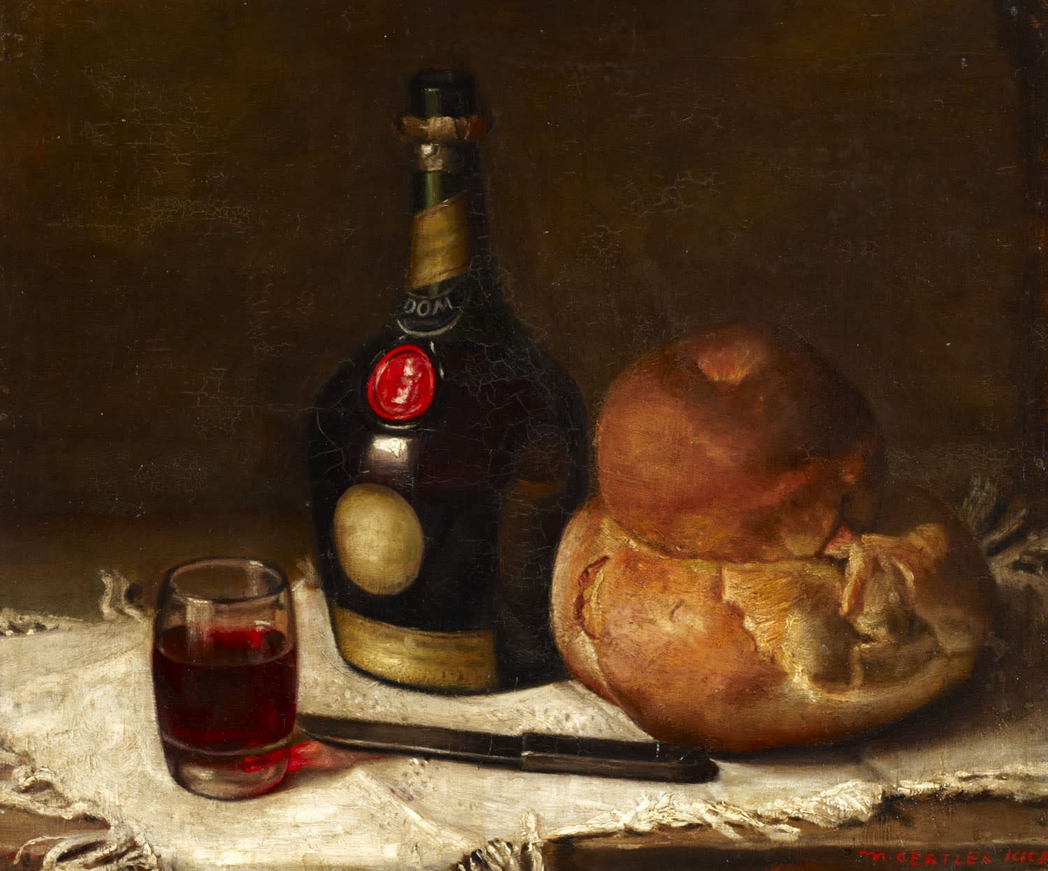 Mark Gertler (1891-1939) Still Life with Bottle of Benedictine 1908 Oil on canvas 41 x 48 cm Ben Uri Collection On long-term loan from R. J. Morris To see and discover more about this artist click here