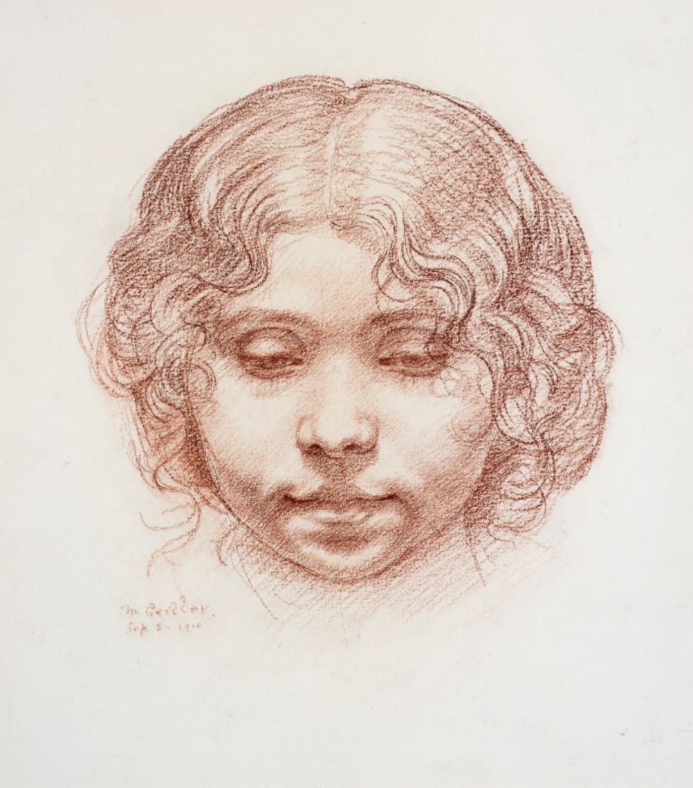 Mark Gertler (1891-1939) Head of a Girl 1910 Red chalk on paper 22.8 x 20.3 cm Jerwood Collection To see and discover more about this artist click here
