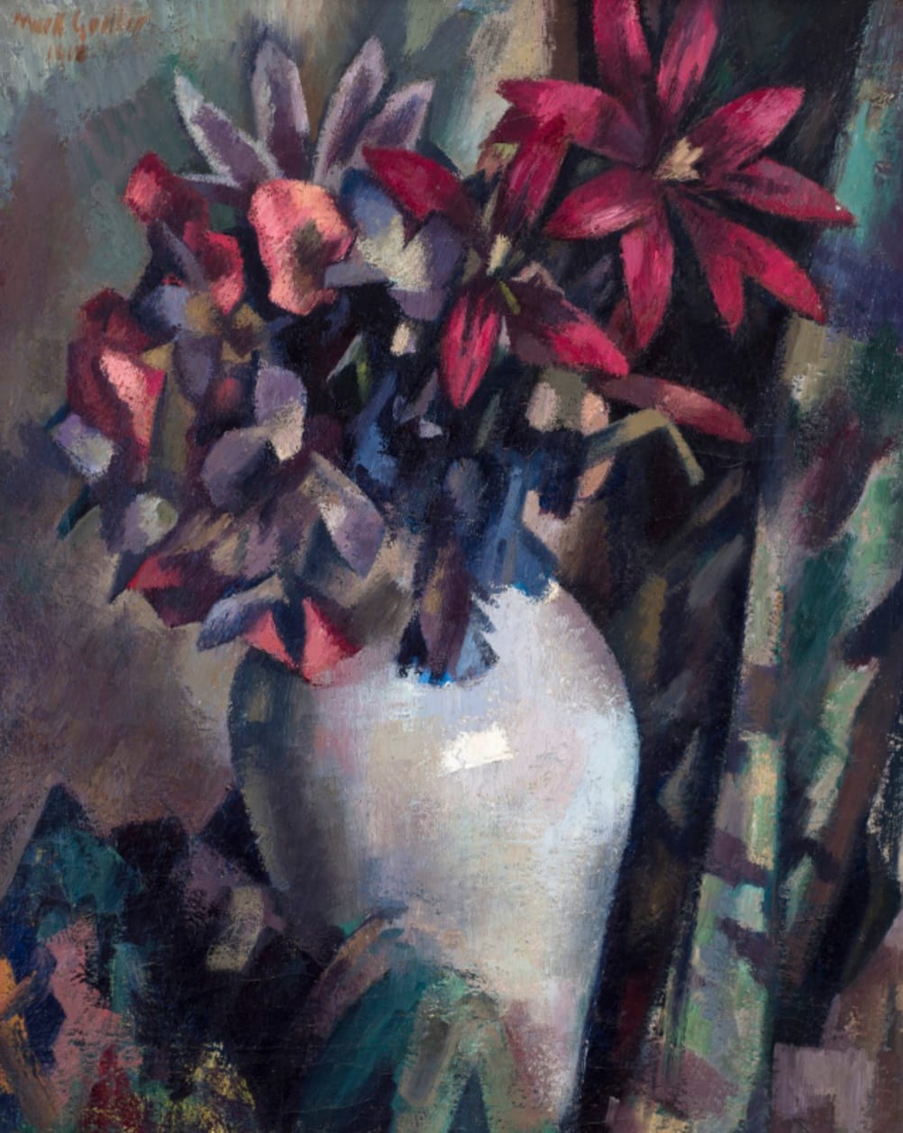 Mark Gertler (1891-1939) Flowers in a Vase 1918 Oil on canvas 68.5 x 55.8 cm Private Collection To see and discover more about this artist click here