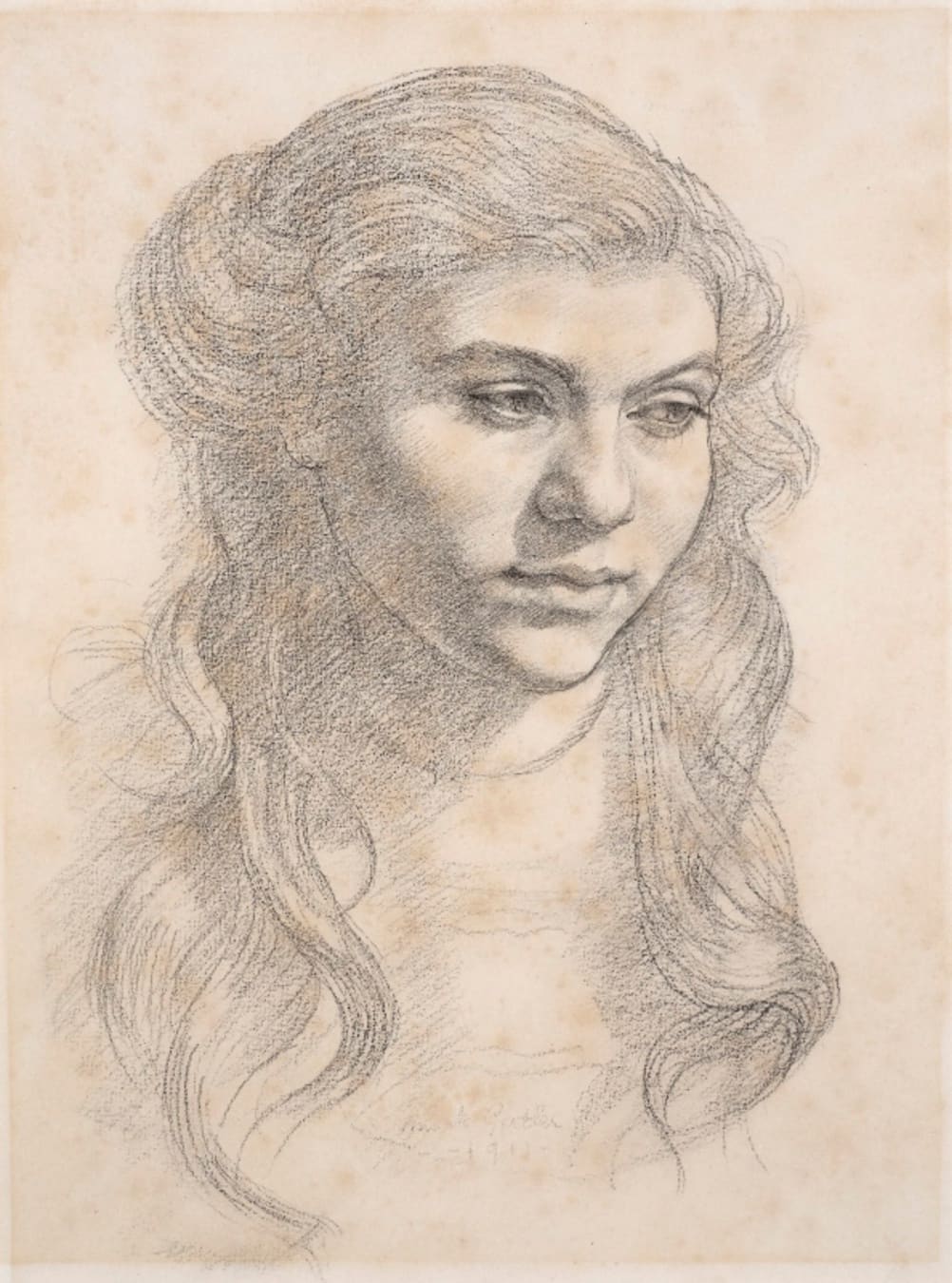Mark Gertler (1891-1939) Head of a Girl 1911 Pencil on paper 32 x 24 cm Private Collection To see and discover more about this artist click here