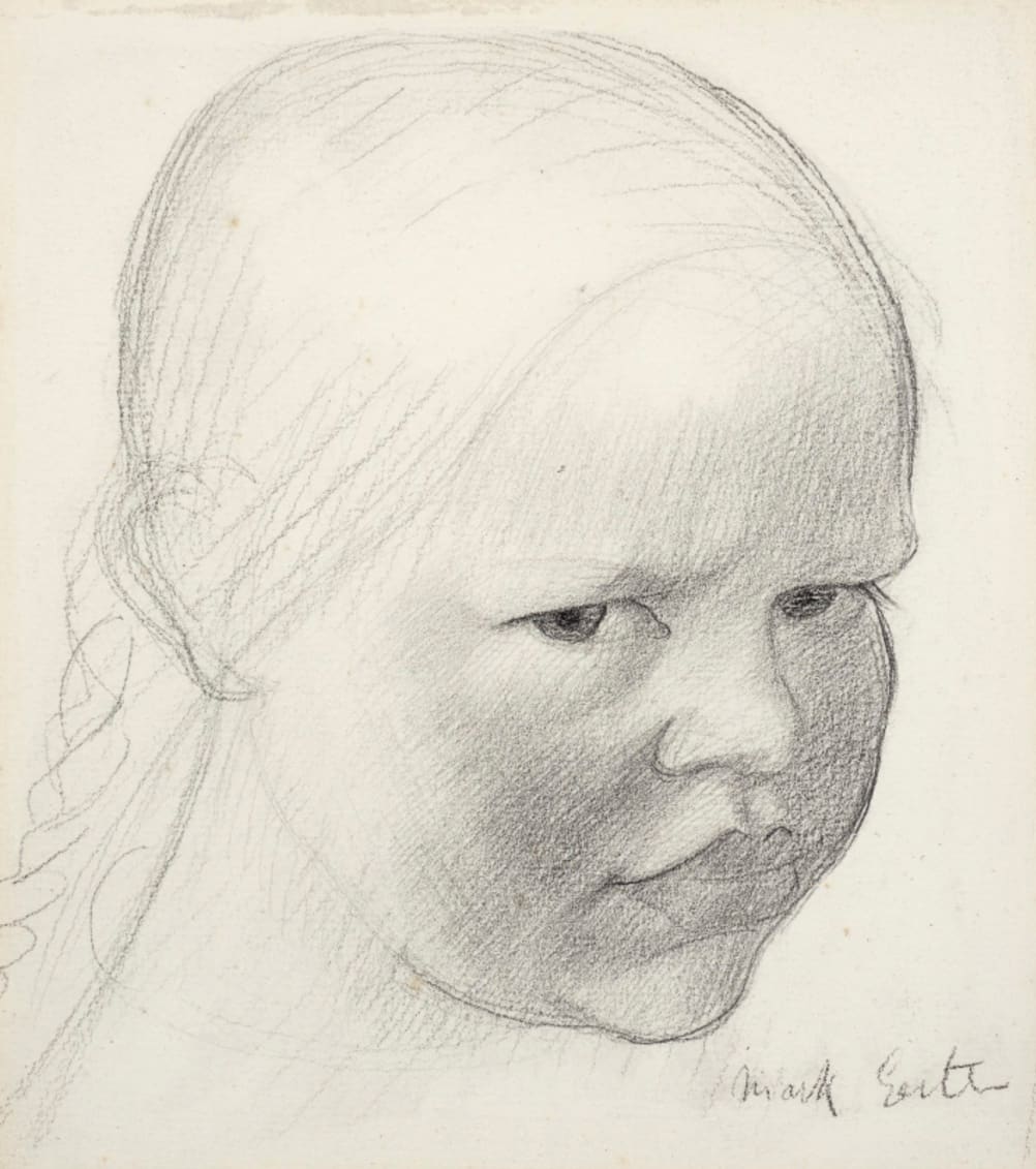 Mark Gertler (1891-1939) Head of a Girl 1913 Pencil on paper 20 x 18 cm Private Collection To see and discover more about this artist click here