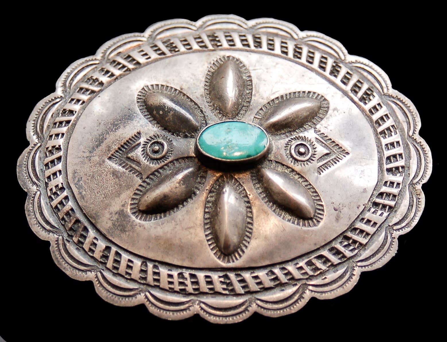 Navajo Stamped Silver Pin, c. 1930