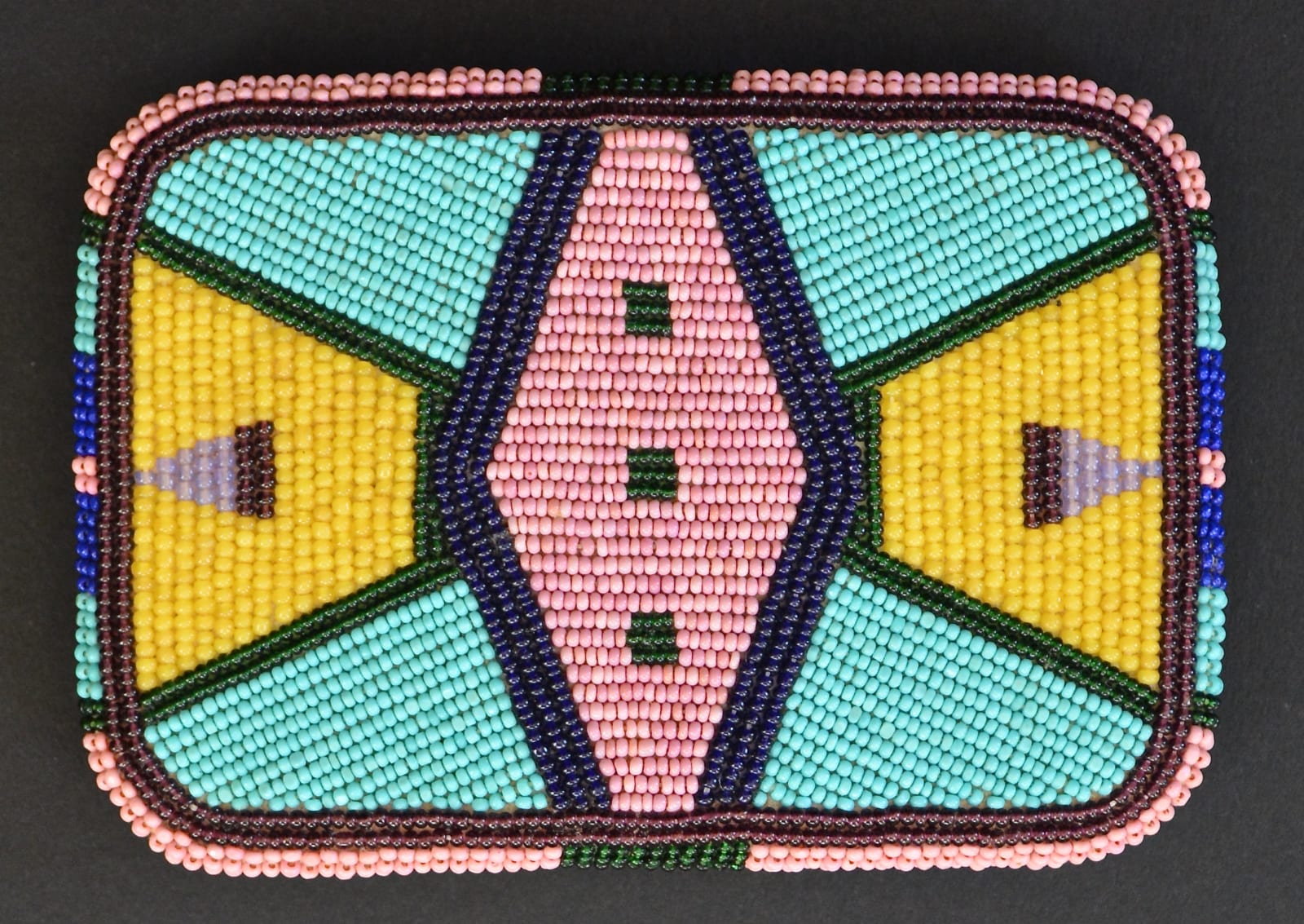 Maynard White Owl Lavadour, Beaded Belt Buckle by Maynard White Owl Lavadour, c. 1990
